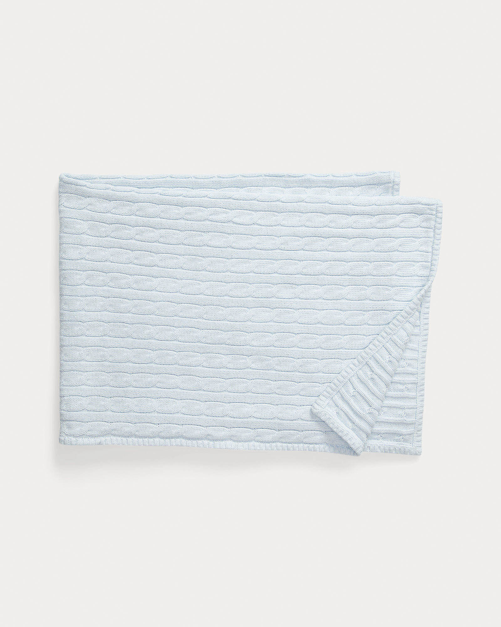 Coperta Polo Ralph Lauren azzurra in puro cotone a trecce