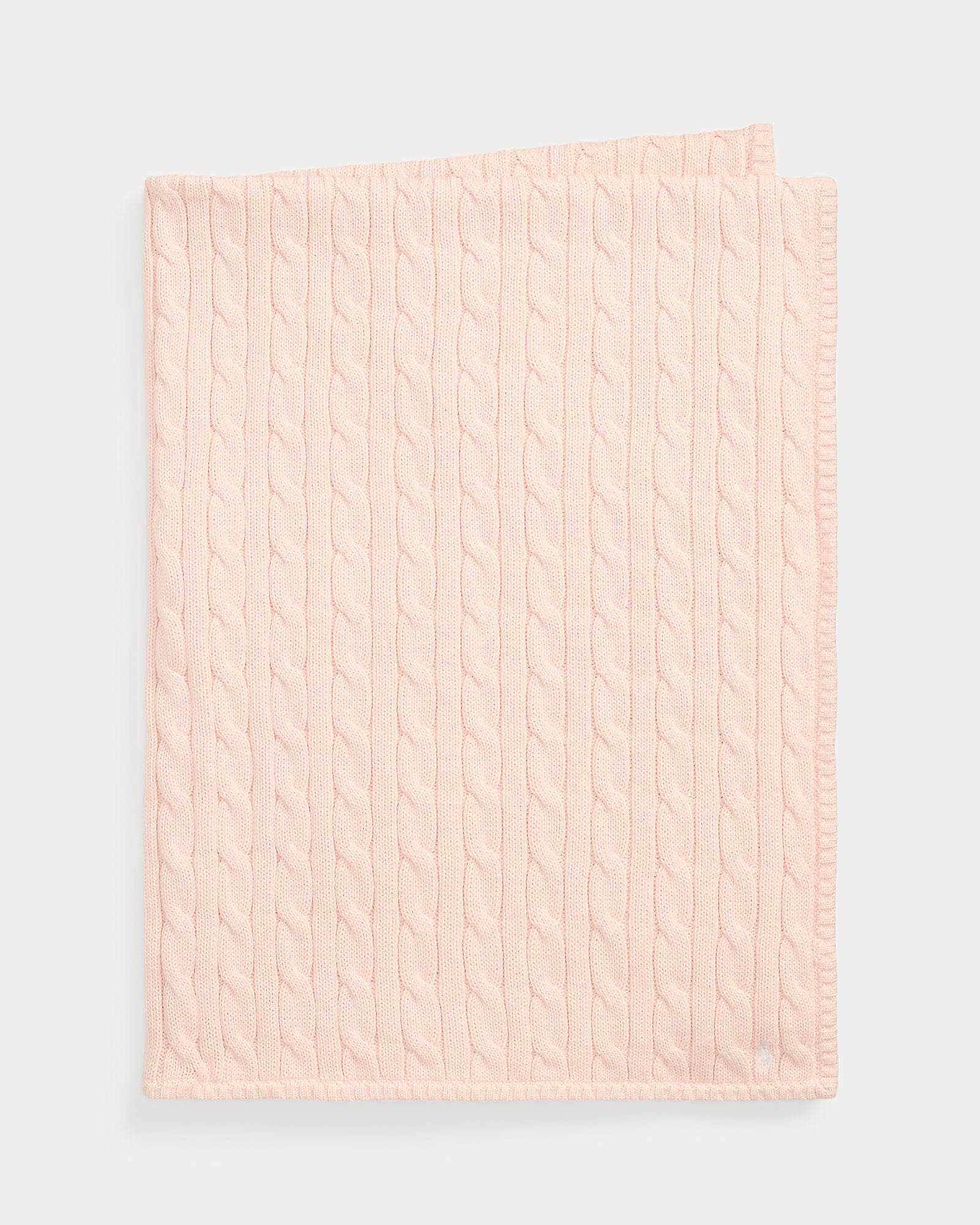 Coperta Polo Ralph Lauren rosa in puro cotone a trecce con logo pony bianco