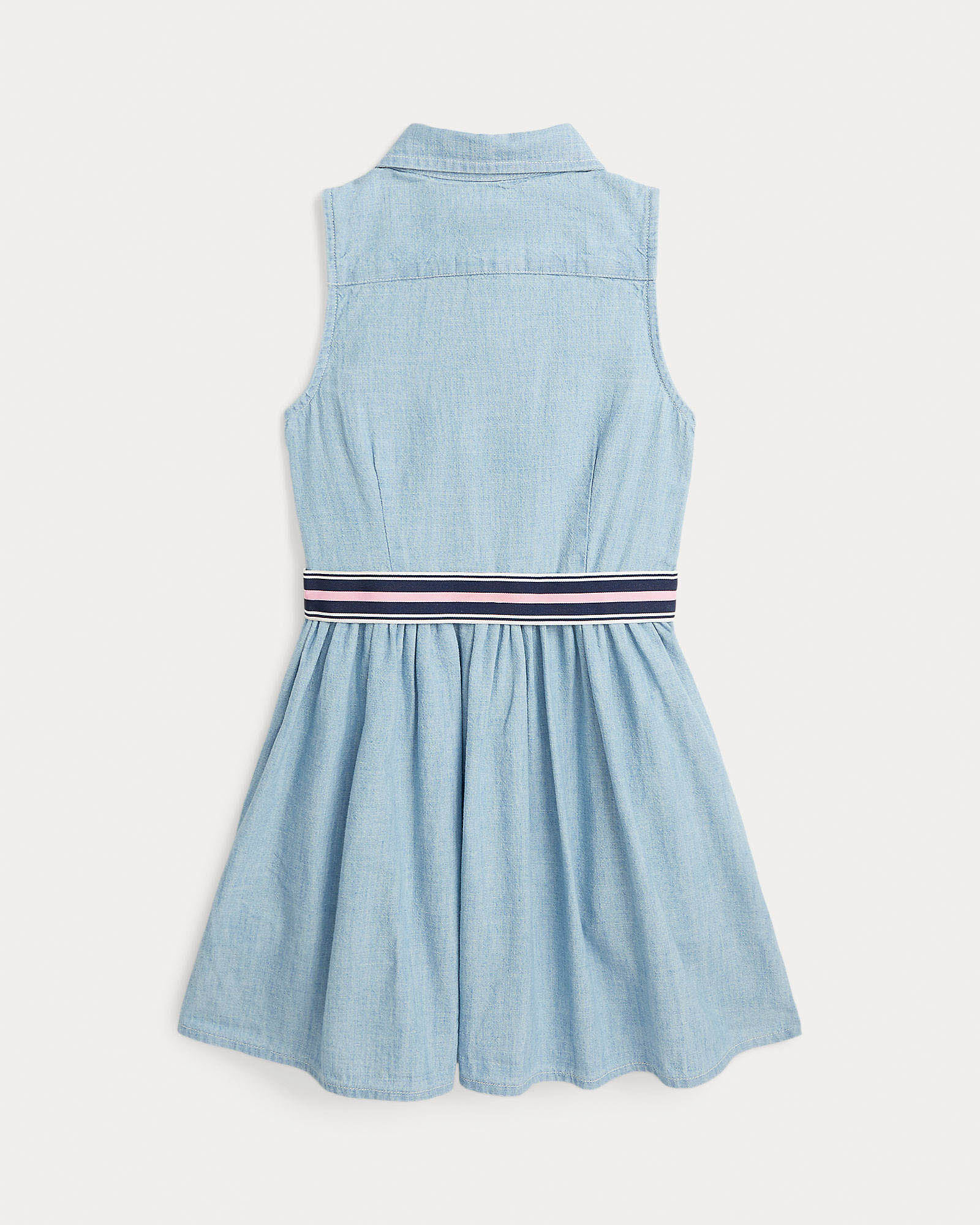 Abito fit and flare Polo Ralph Lauren smanicato in denim lavaggio chiaro con cintura image