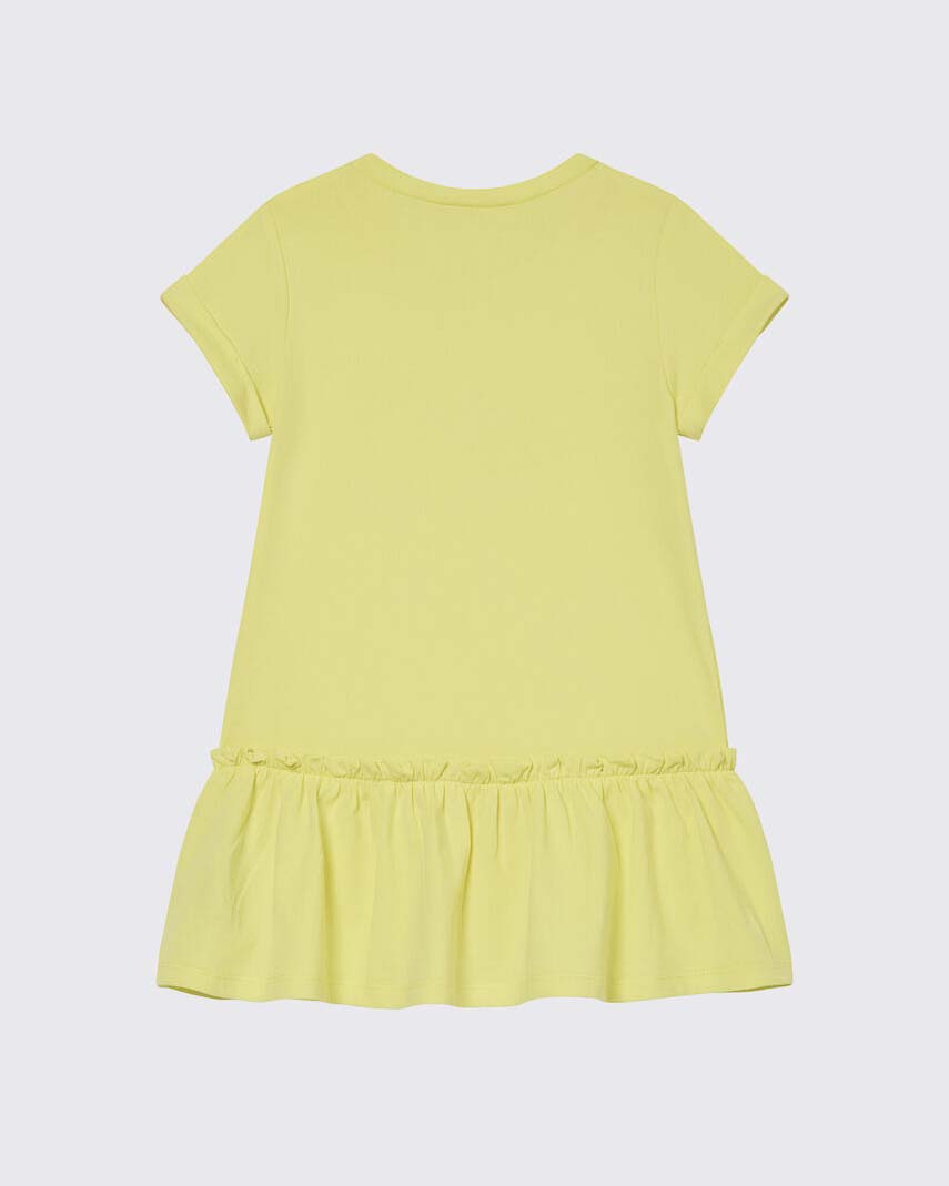 Abito Liu Jo giallo in cotone stretch con logo strass image