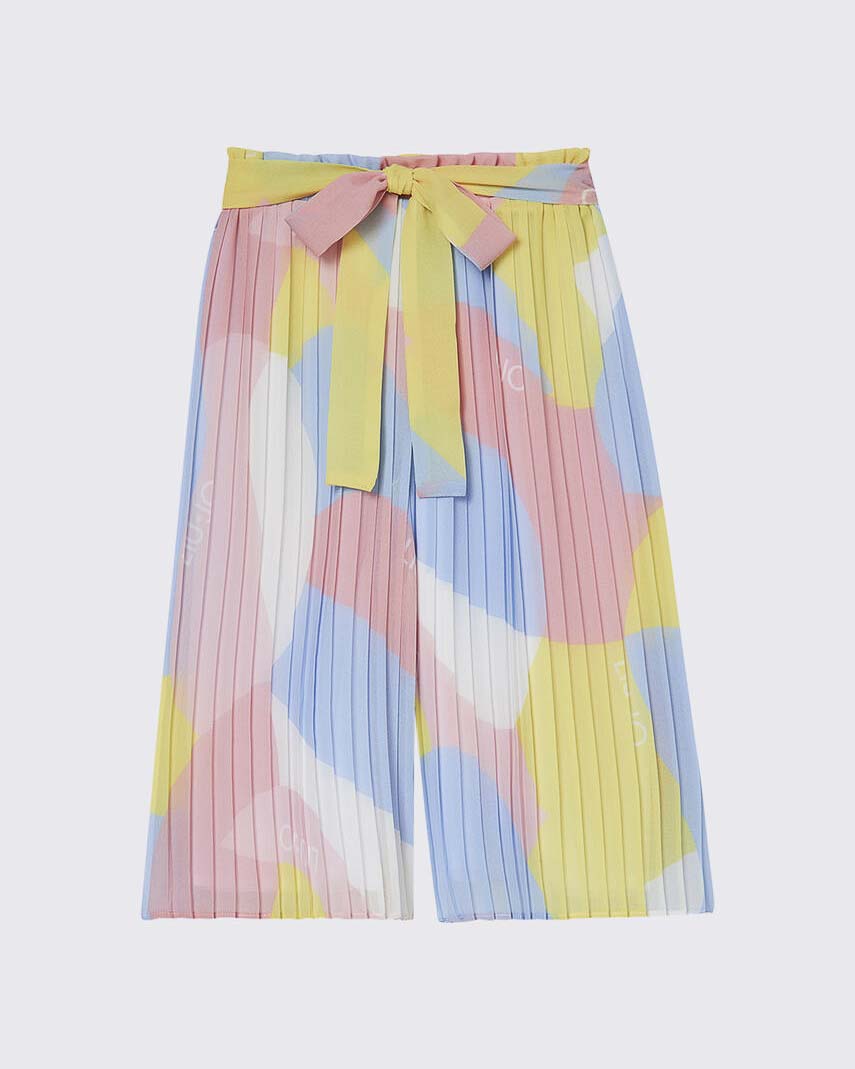 Pantalone Liu Jo plisettato a palazzo multicolor con fiocco