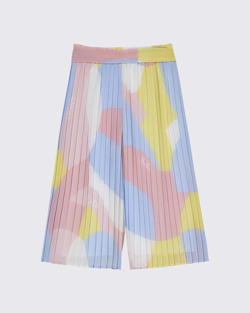Pantalone Liu Jo plisettato a palazzo multicolor con fiocco image