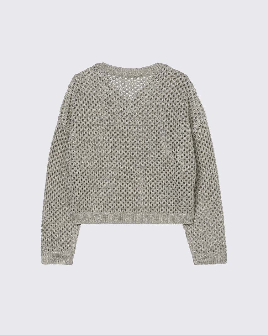 Maglia Liu Jo a rete color écru in tessuto lurex image