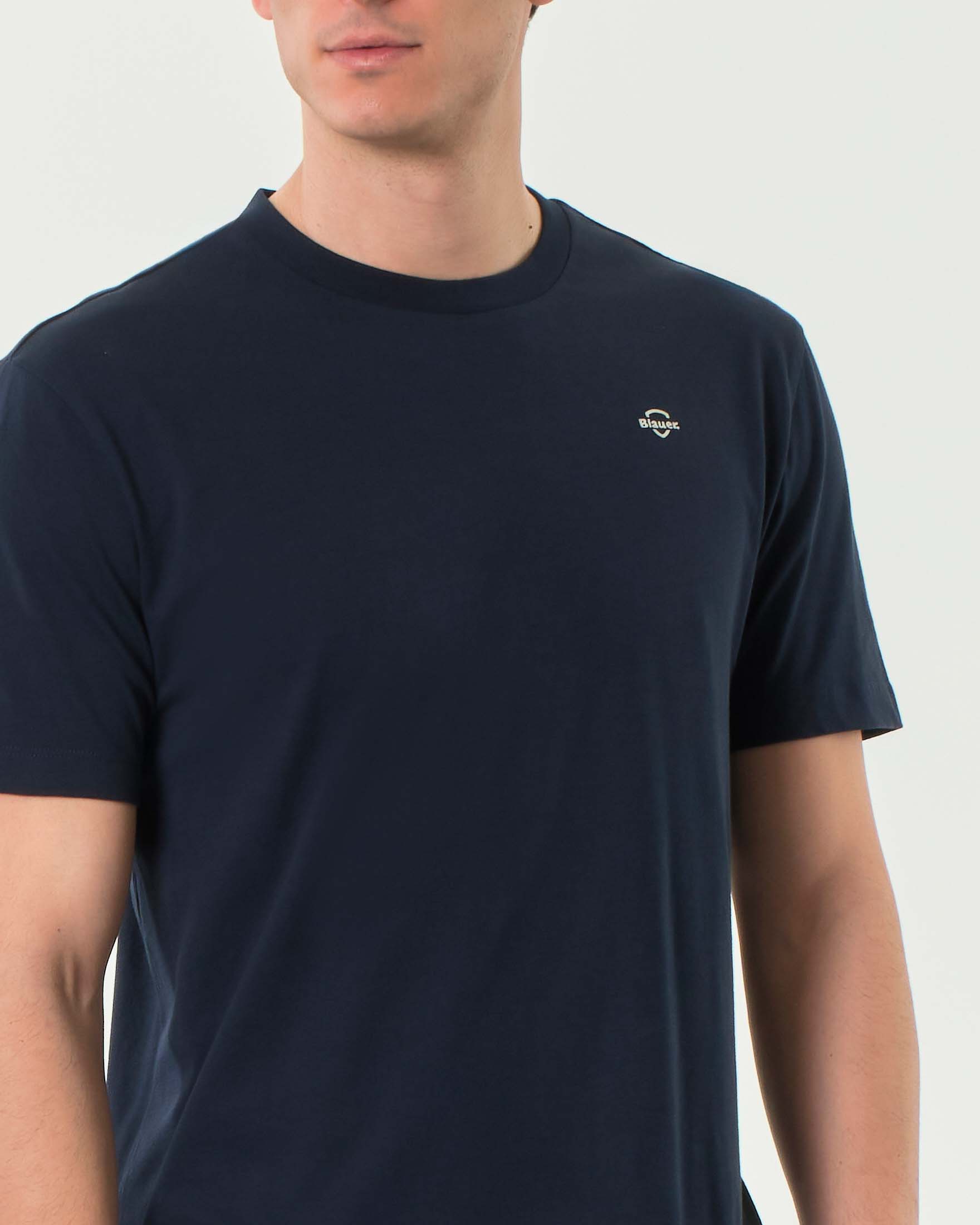 T-shirt blu Blauer mezza manica con logo scritta piccola sul petto image
