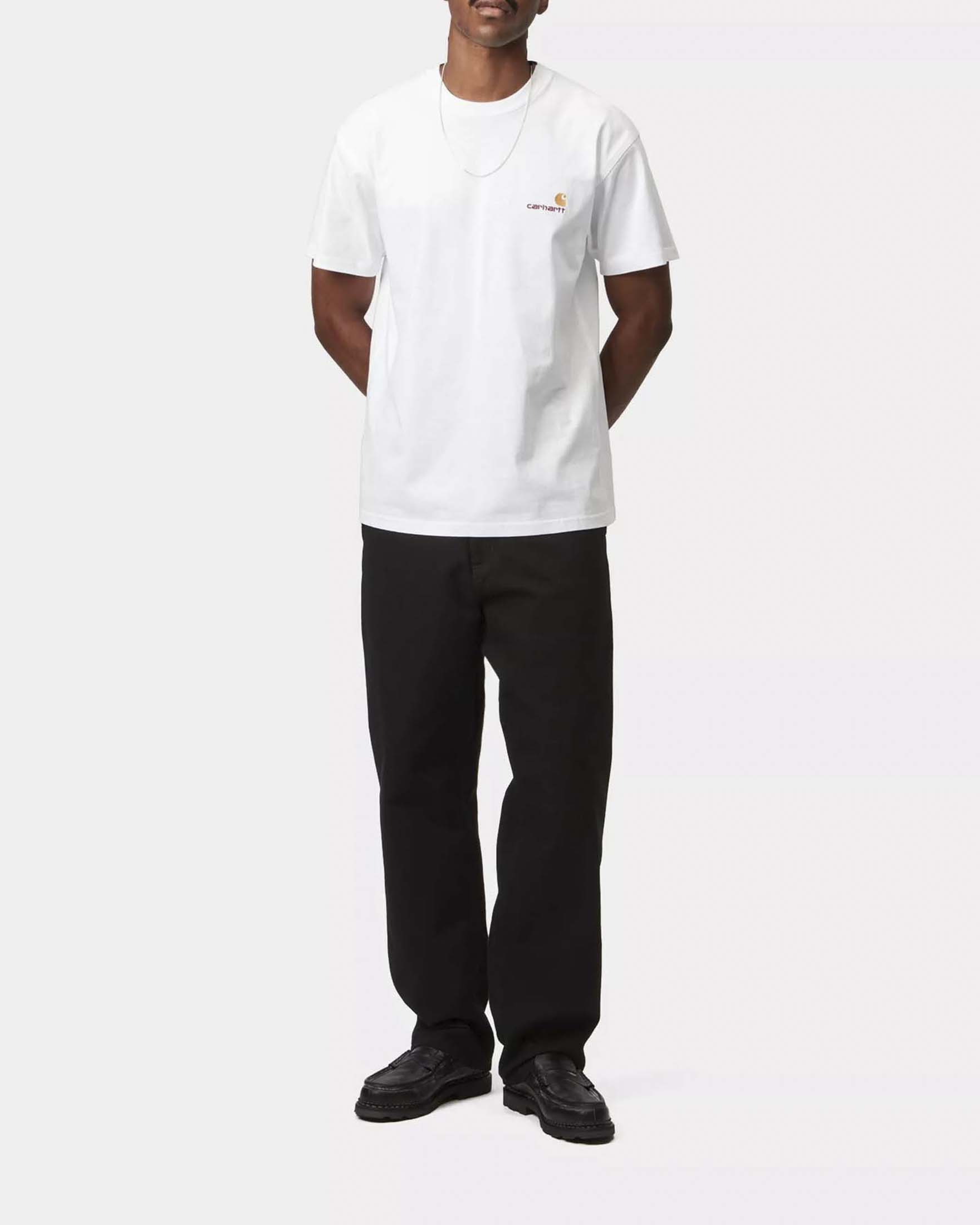 T-shirt bianca mezza manica American Script Carhartt loose-fit in puro cotone