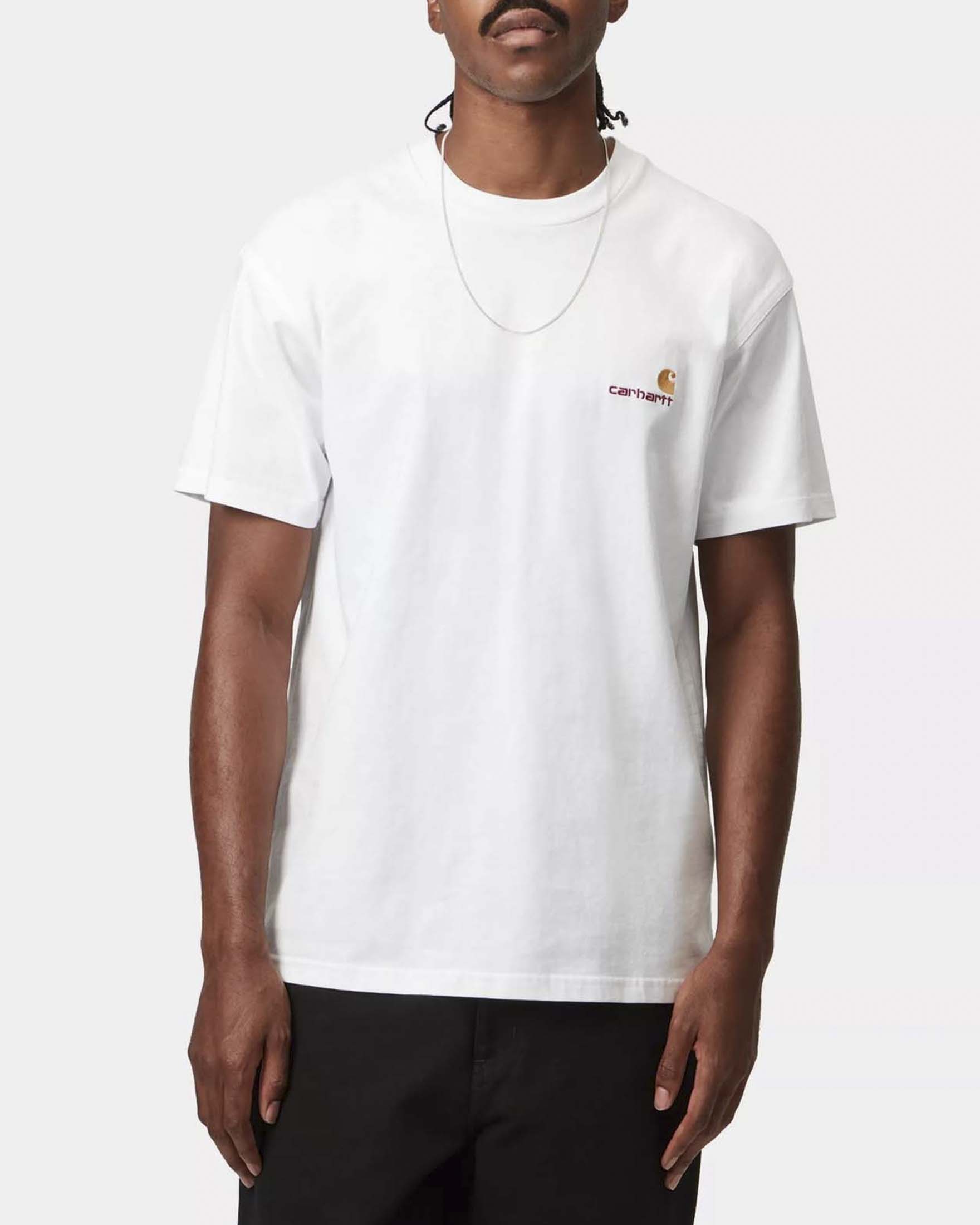 T-shirt bianca mezza manica American Script Carhartt loose-fit in puro cotone image