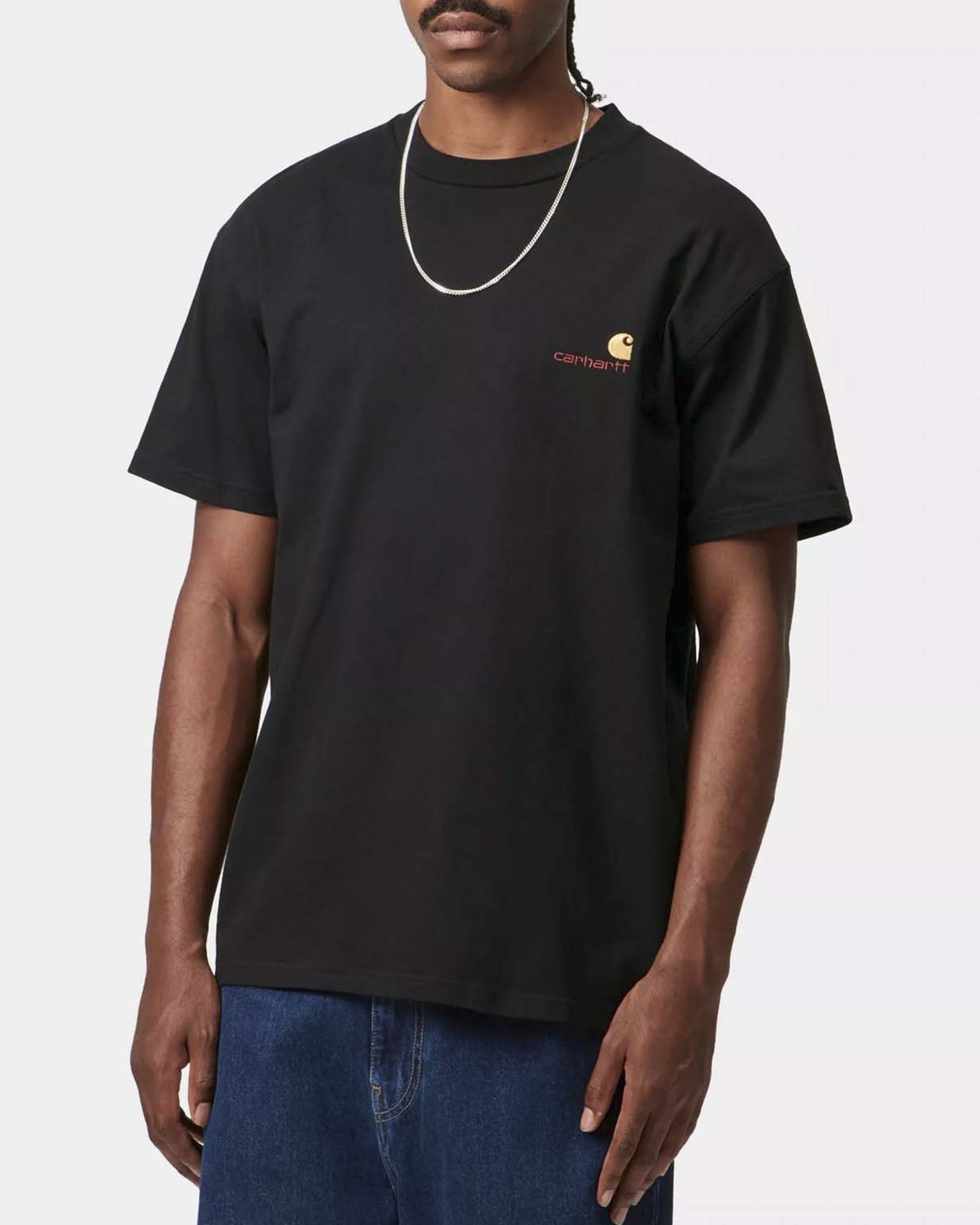 T-shirt nera mezza manica American Script Carhartt loose-fit in puro cotone image