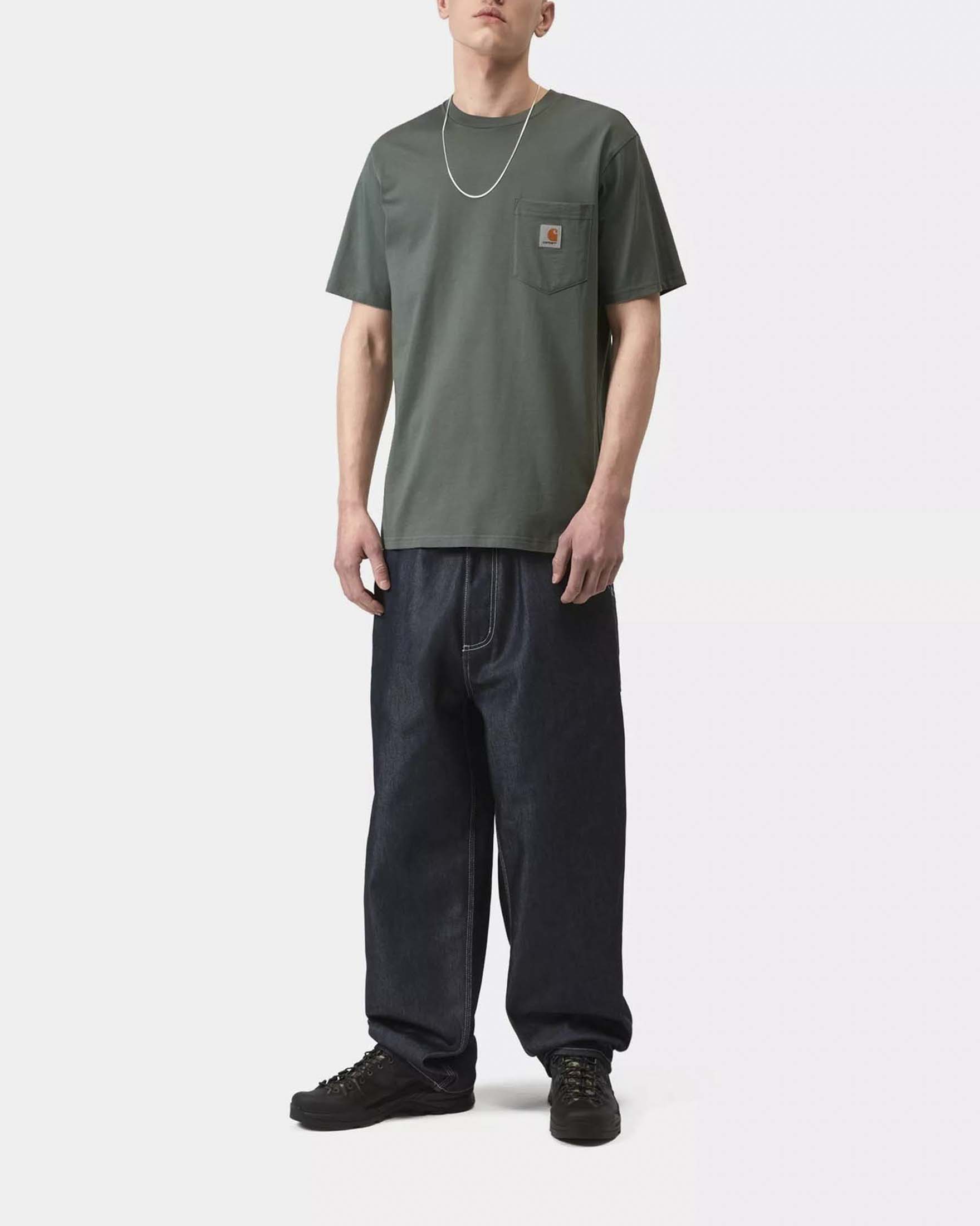 T-shirt verde militare mezza manica Pocket Carhartt regular-fit in jersey di cotone