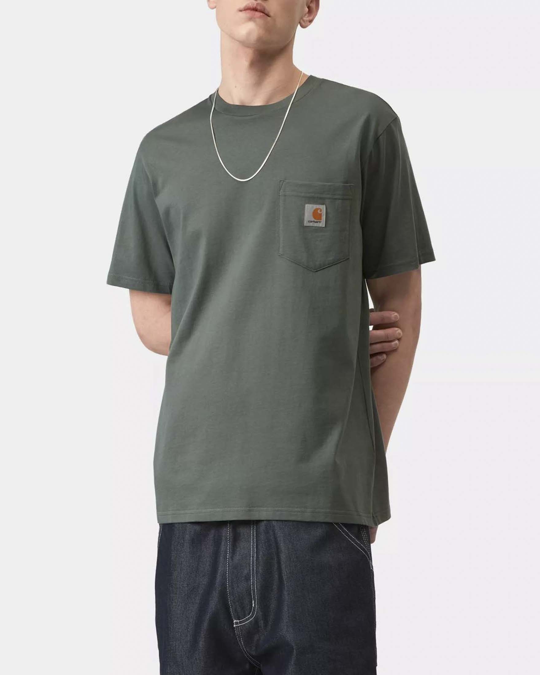 T-shirt verde militare mezza manica Pocket Carhartt regular-fit in jersey di cotone image