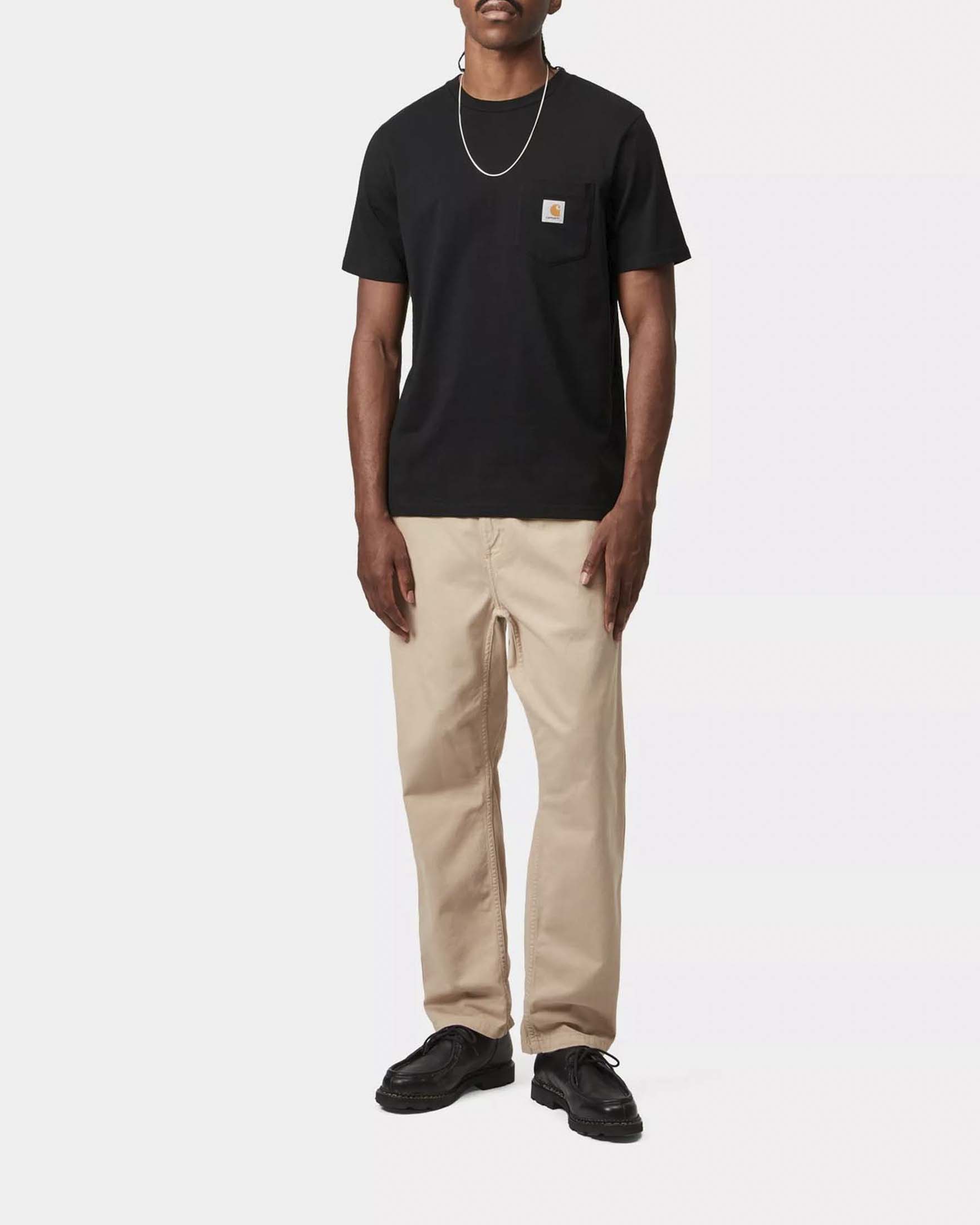 T-shirt nera mezza manica Pocket Carhartt regular-fit in jersey di cotone