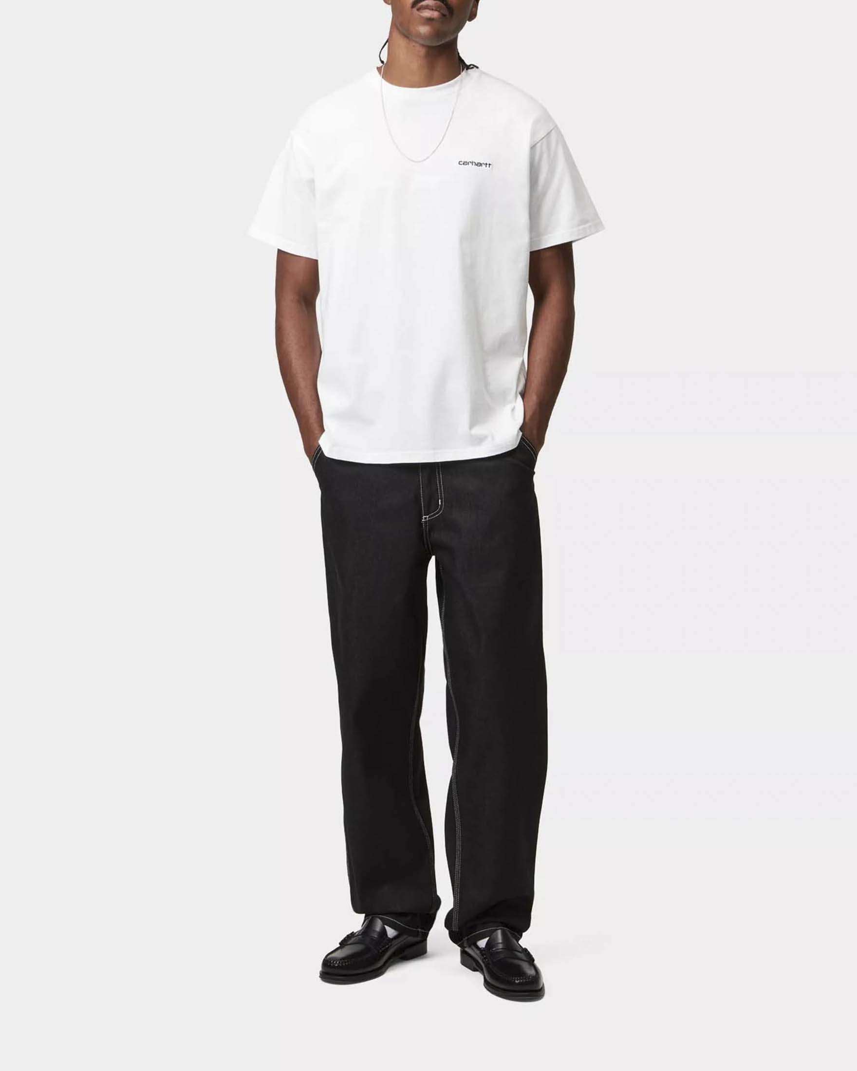 T-shirt bianca mezza manica Script Embroidery Carhartt loose-fit in leggero jersey di cotone