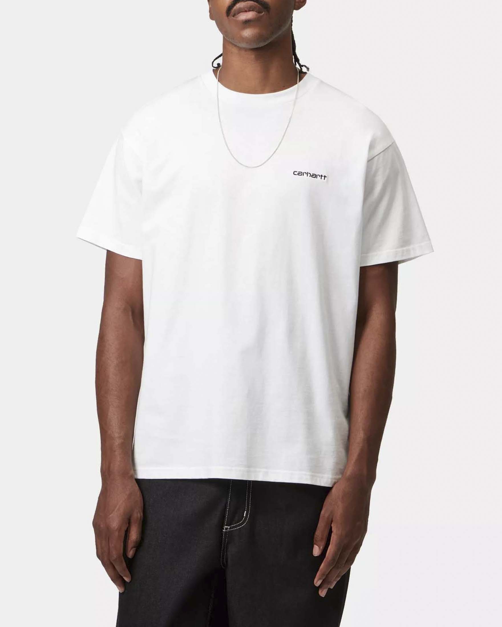 T-shirt bianca mezza manica Script Embroidery Carhartt loose-fit in leggero jersey di cotone image