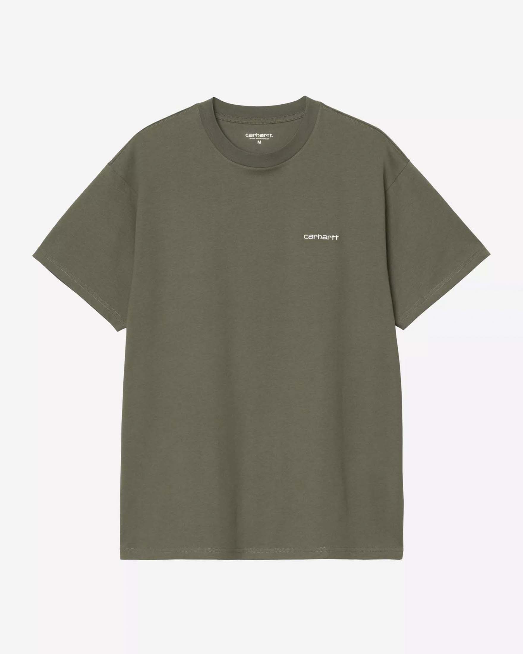T-shirt verde militare mezza manica Script Embroidery Carhartt loose-fit in leggero jersey di cotone