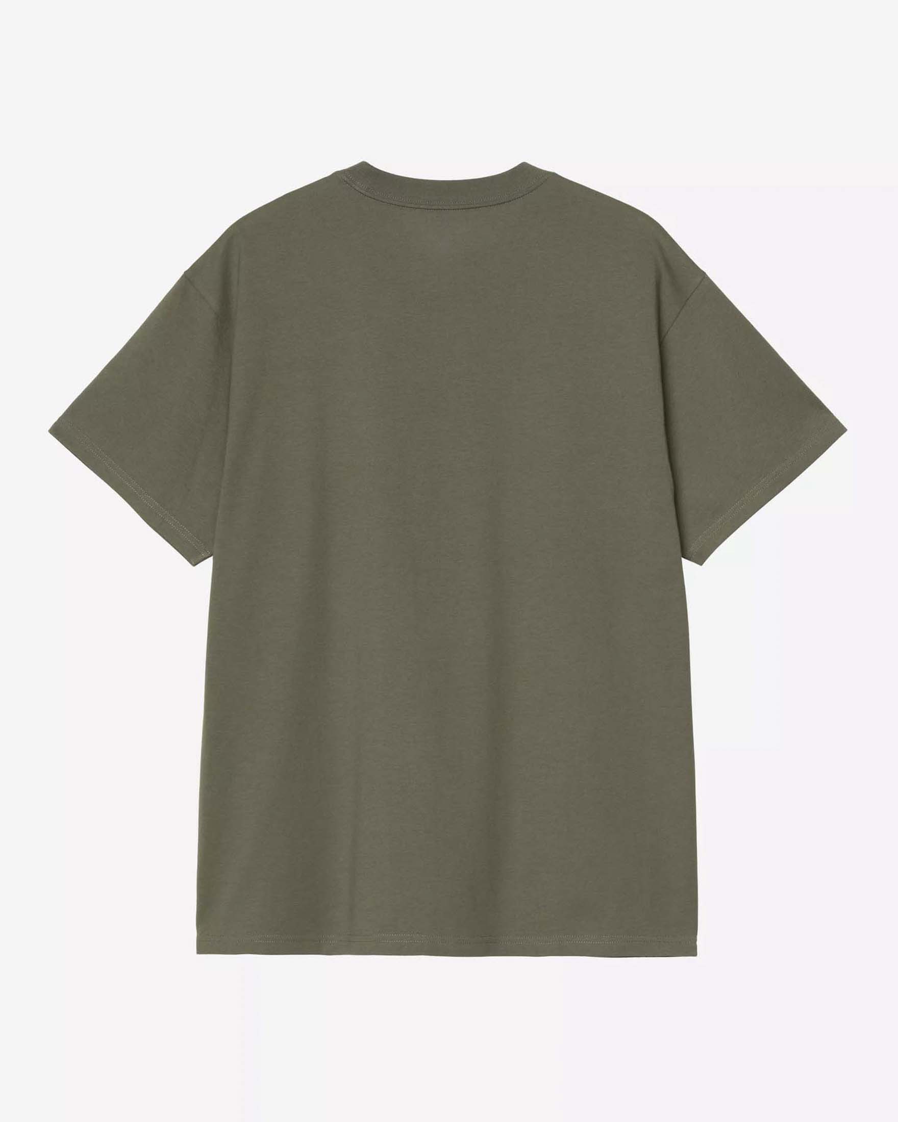 T-shirt verde militare mezza manica Script Embroidery Carhartt loose-fit in leggero jersey di cotone image