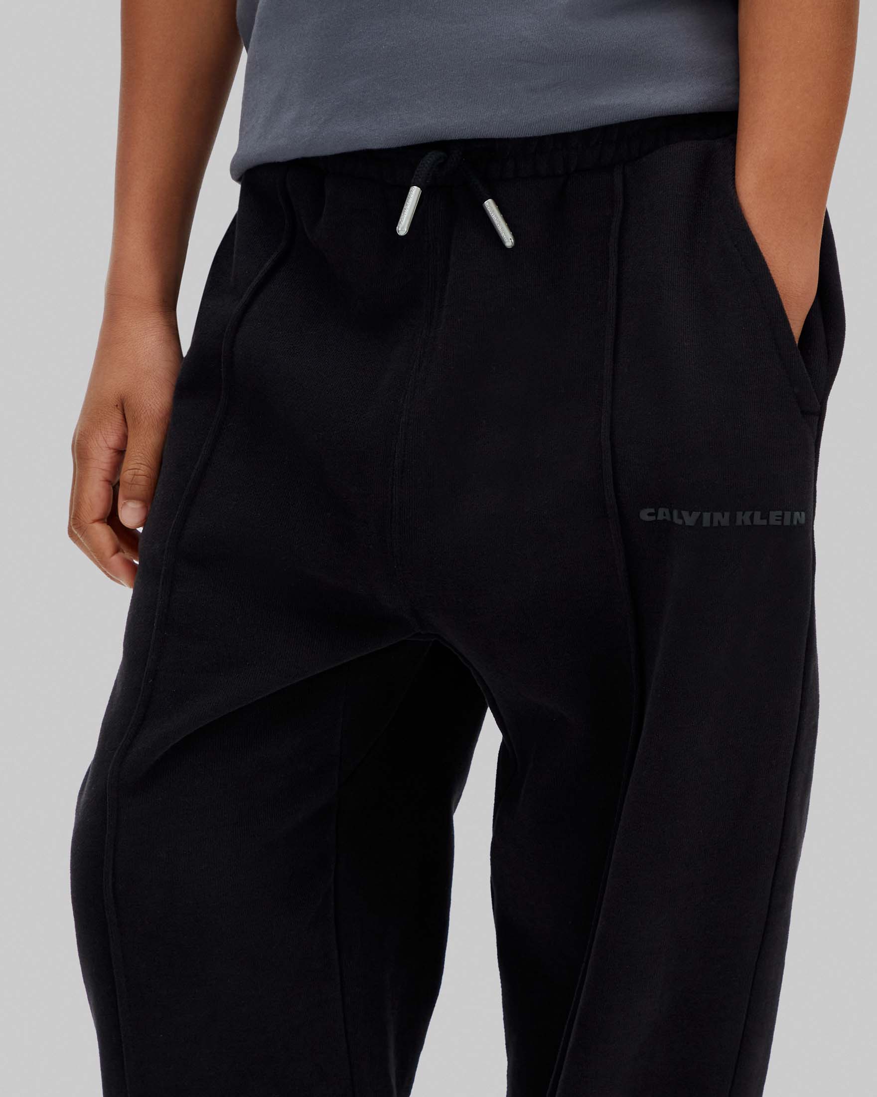 Jogger Calvin Klein nero in puro cotone con mini logo image