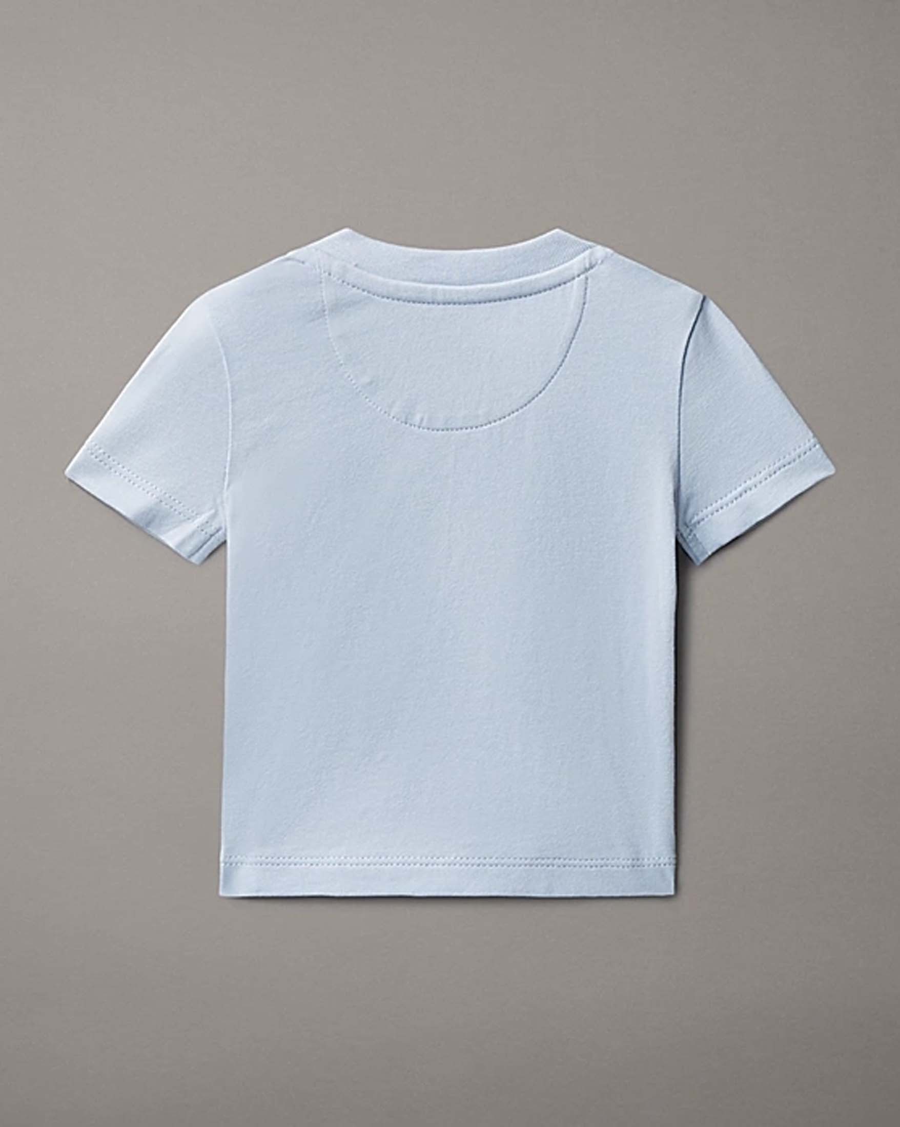 T-shirt Calvin Klein azzurra in cotone stretch a maniche corte con logo monogram image