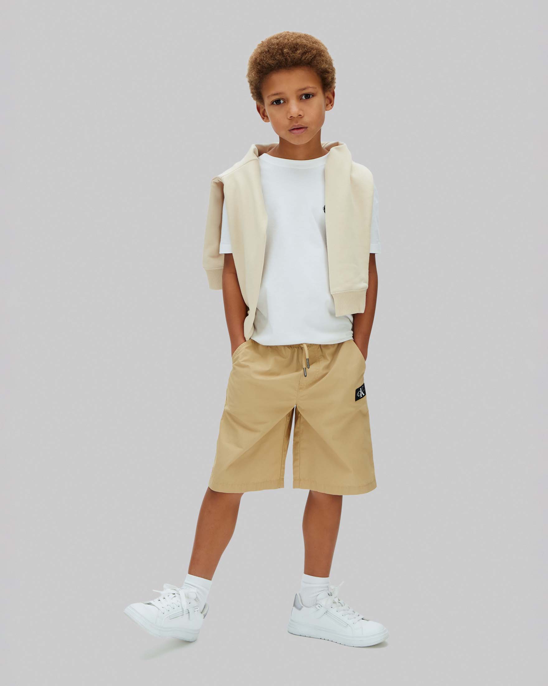Bermuda Calvin Klein beige in tessuto tecnico con coulisse