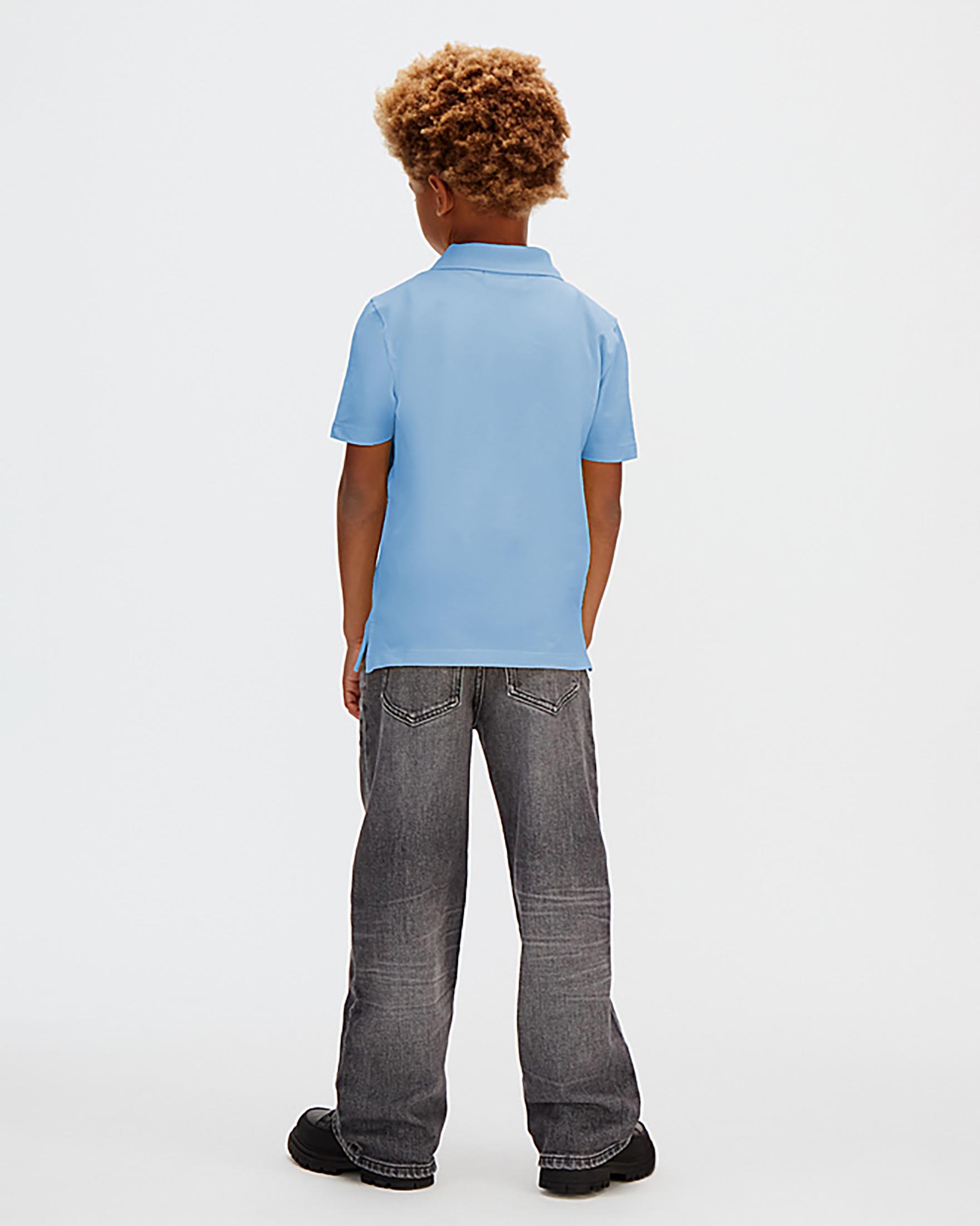 Polo mezza manica celeste Calvin Klein in cotone stretch con logo monogram image
