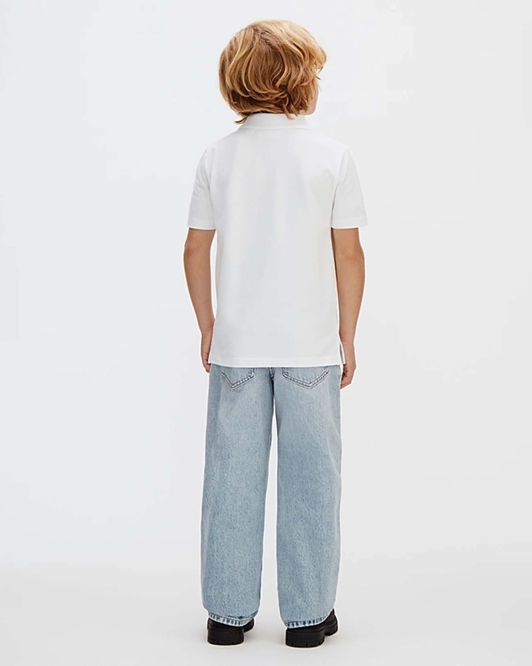 Polo mezza manica bianca Calvin Klein in cotone stretch con logo nero image
