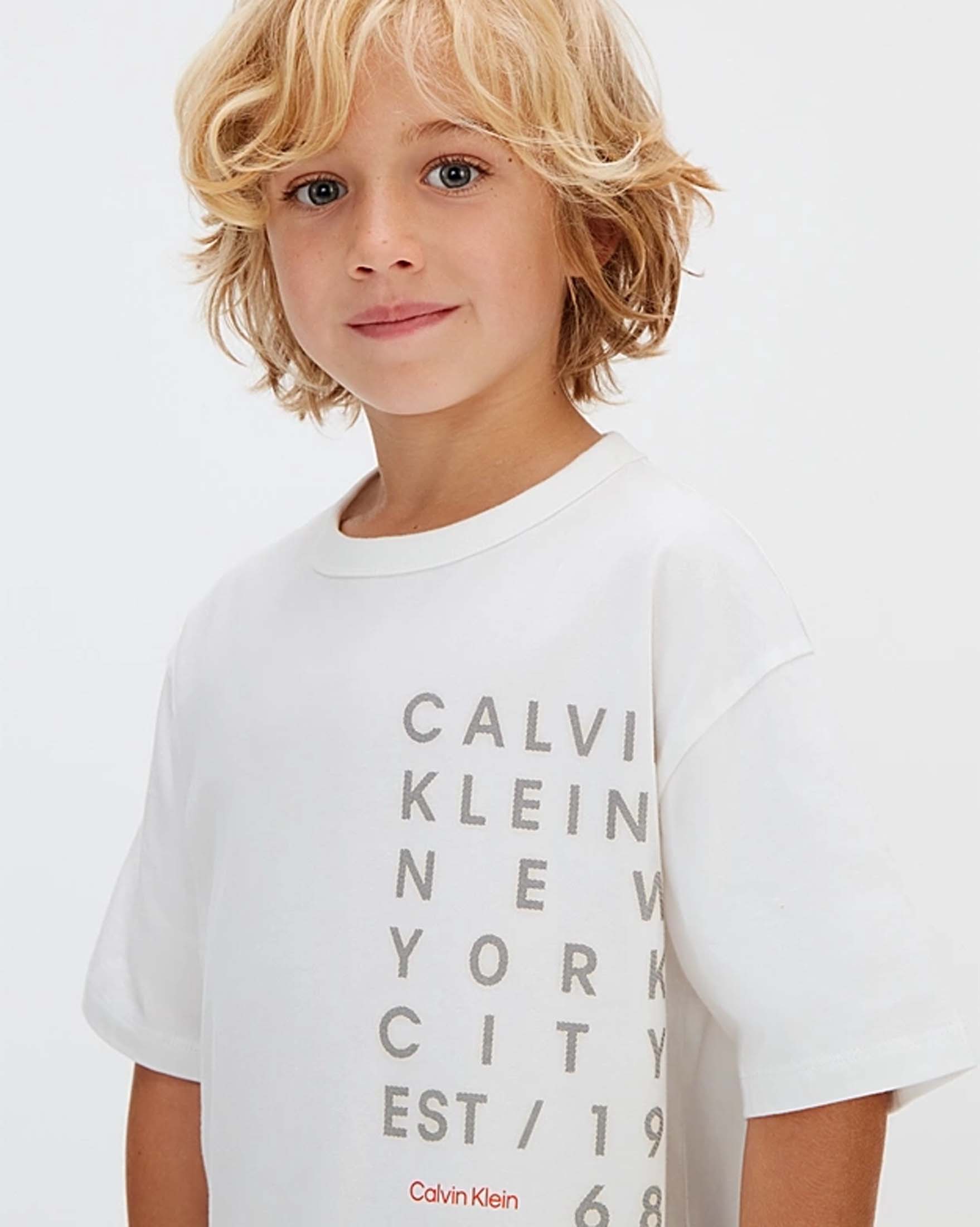T-shirt bianca in cotone a maniche corte con scritte logo beige