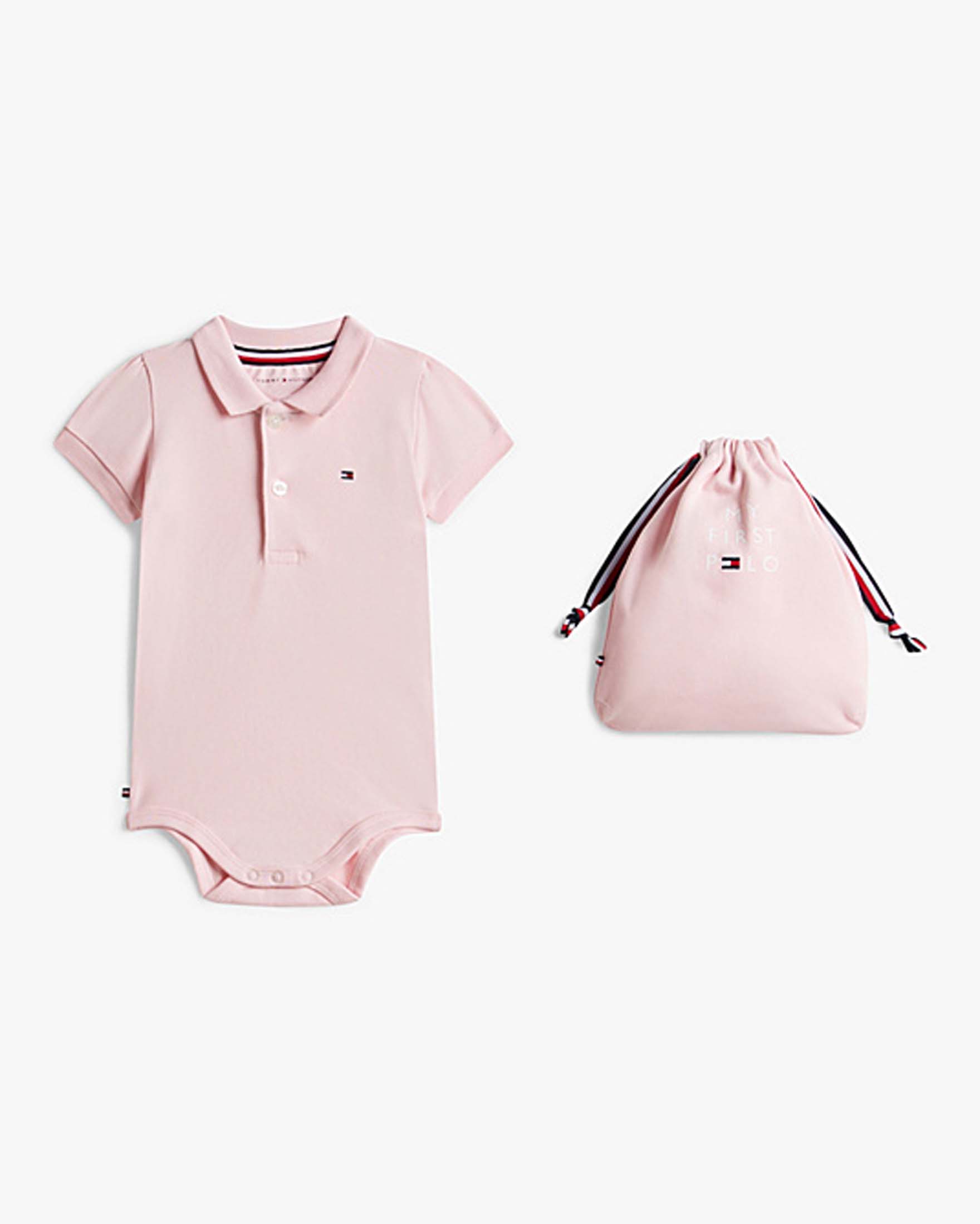 Body Tommy Hilfiger rosa modello polo in cotone stretch