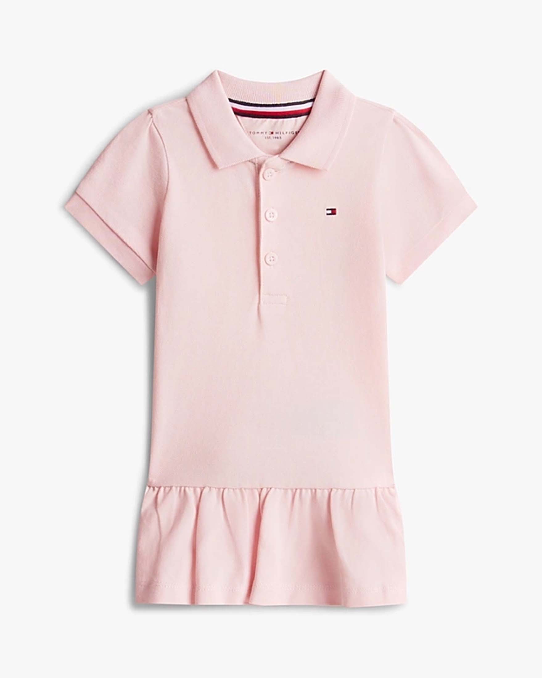 Abito polo rosaTommy Hilfiger in piquè di cotone stretch