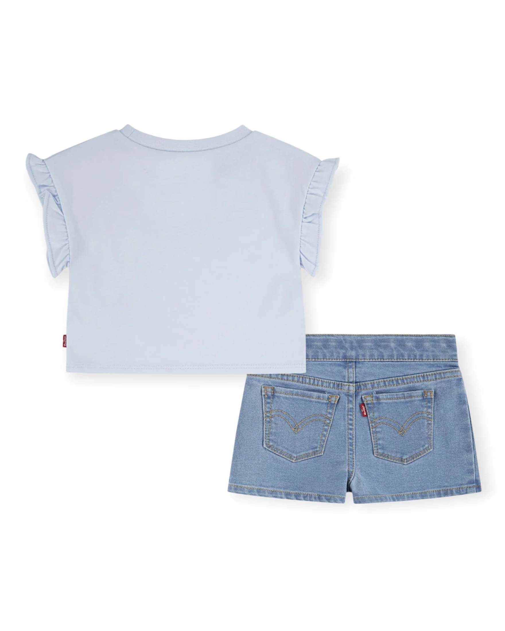 Completo azzurro Levi's t-shirt e short con orsetto surf image