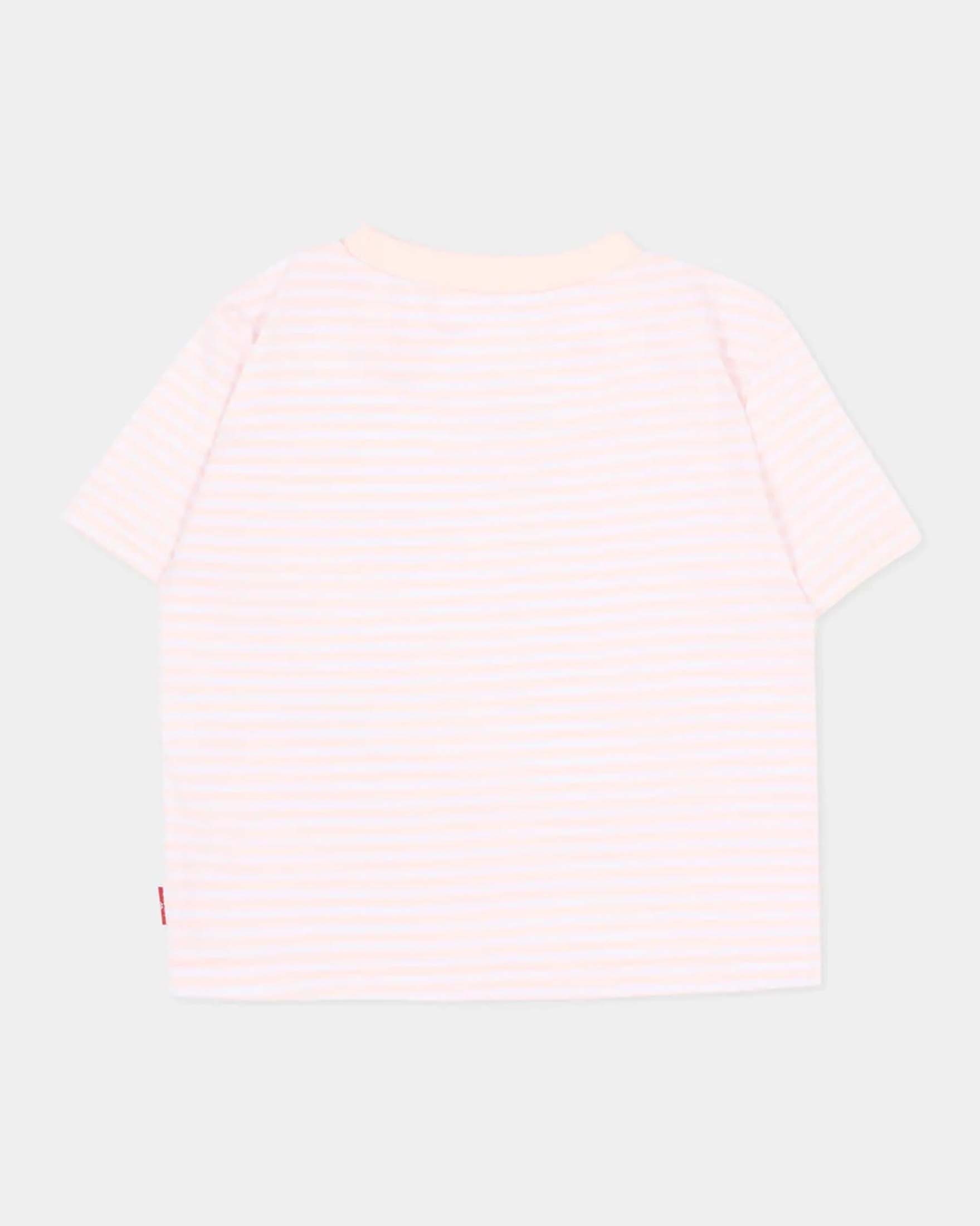 T-shirt mezza manica Levi's a righe bianca e rosa con batwing logo giallo image