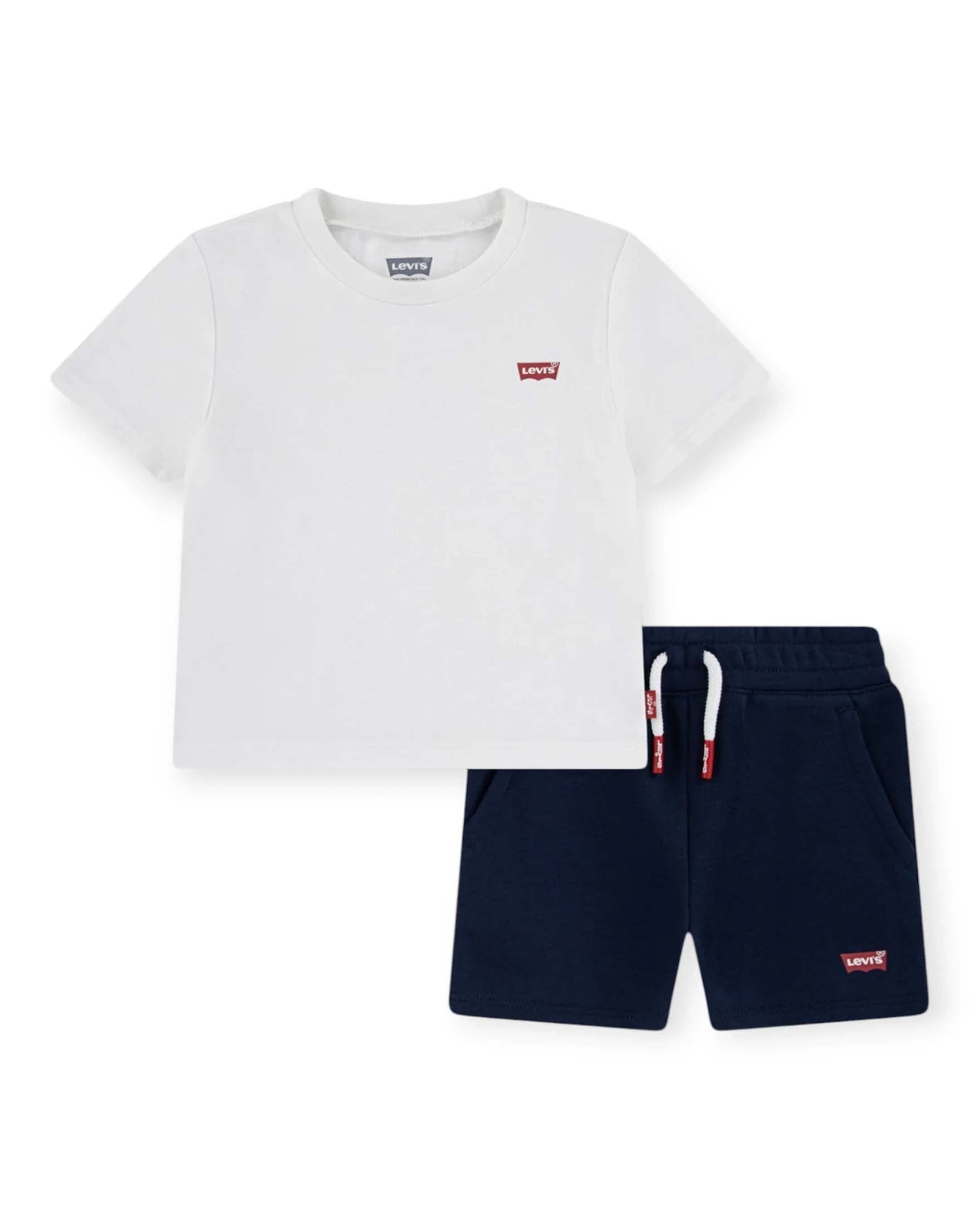 Completo t-shirt e bermuda Levi's bianco e nero in jersey di cotone