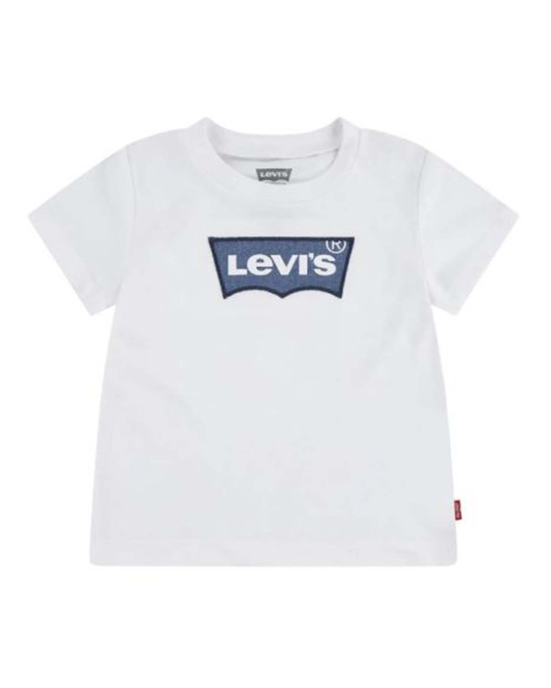 T-shirt Levi's bianca mezza manica con logo batwing effetto denim