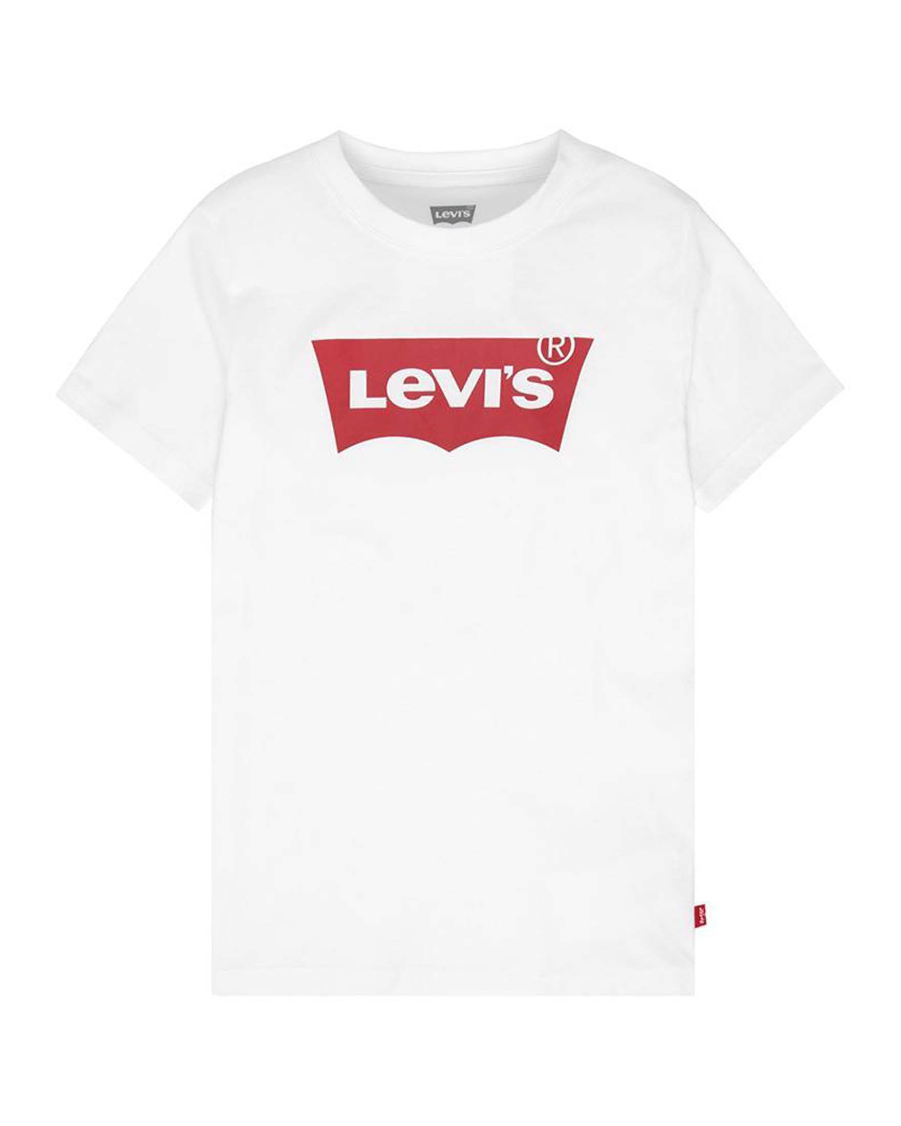 T-shirt Levi's bianca mezza manica con logo batwing rosso