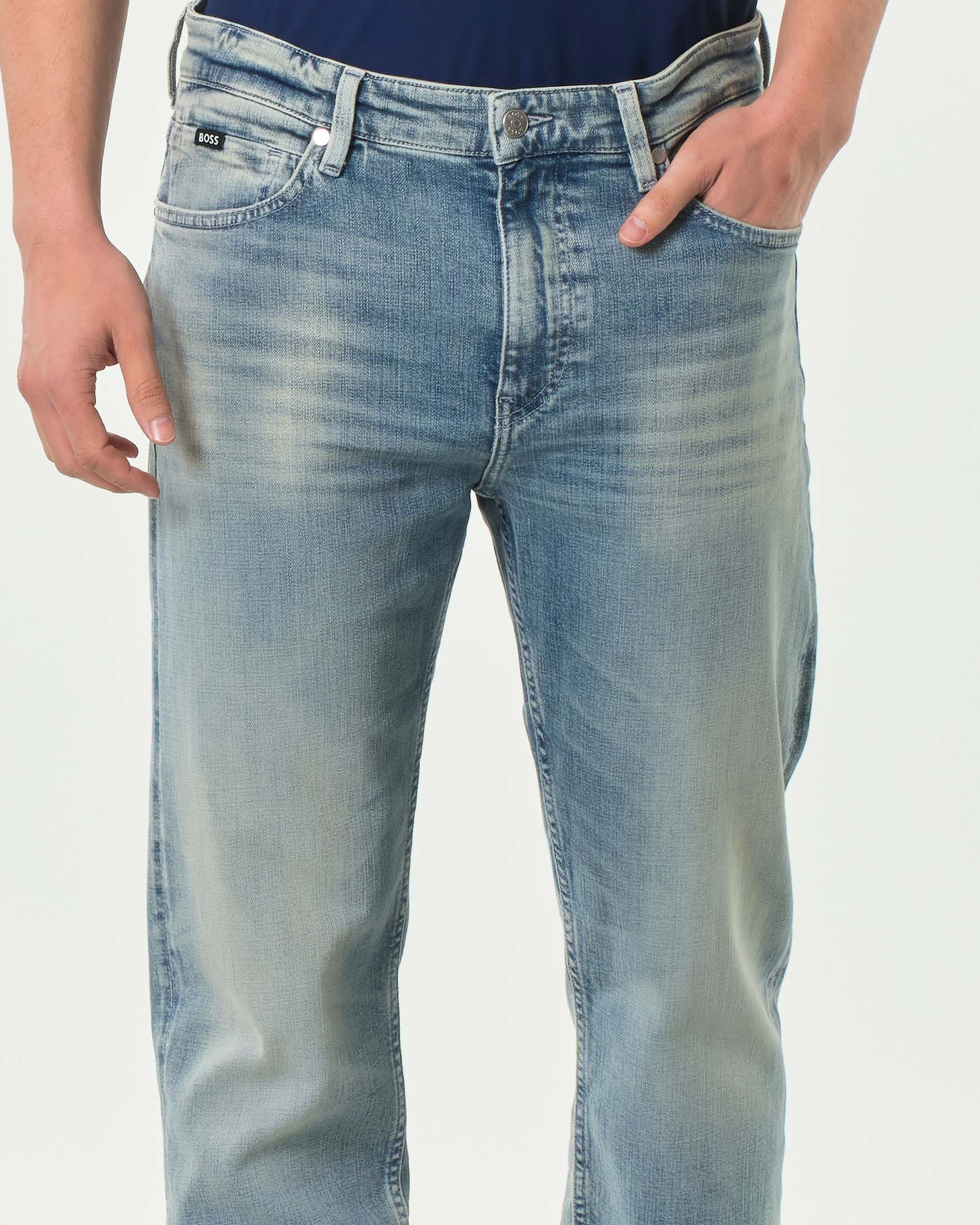 Jeans Boss Ogden straight-fit lavaggio chiaro super stone washed in cotone stretch image
