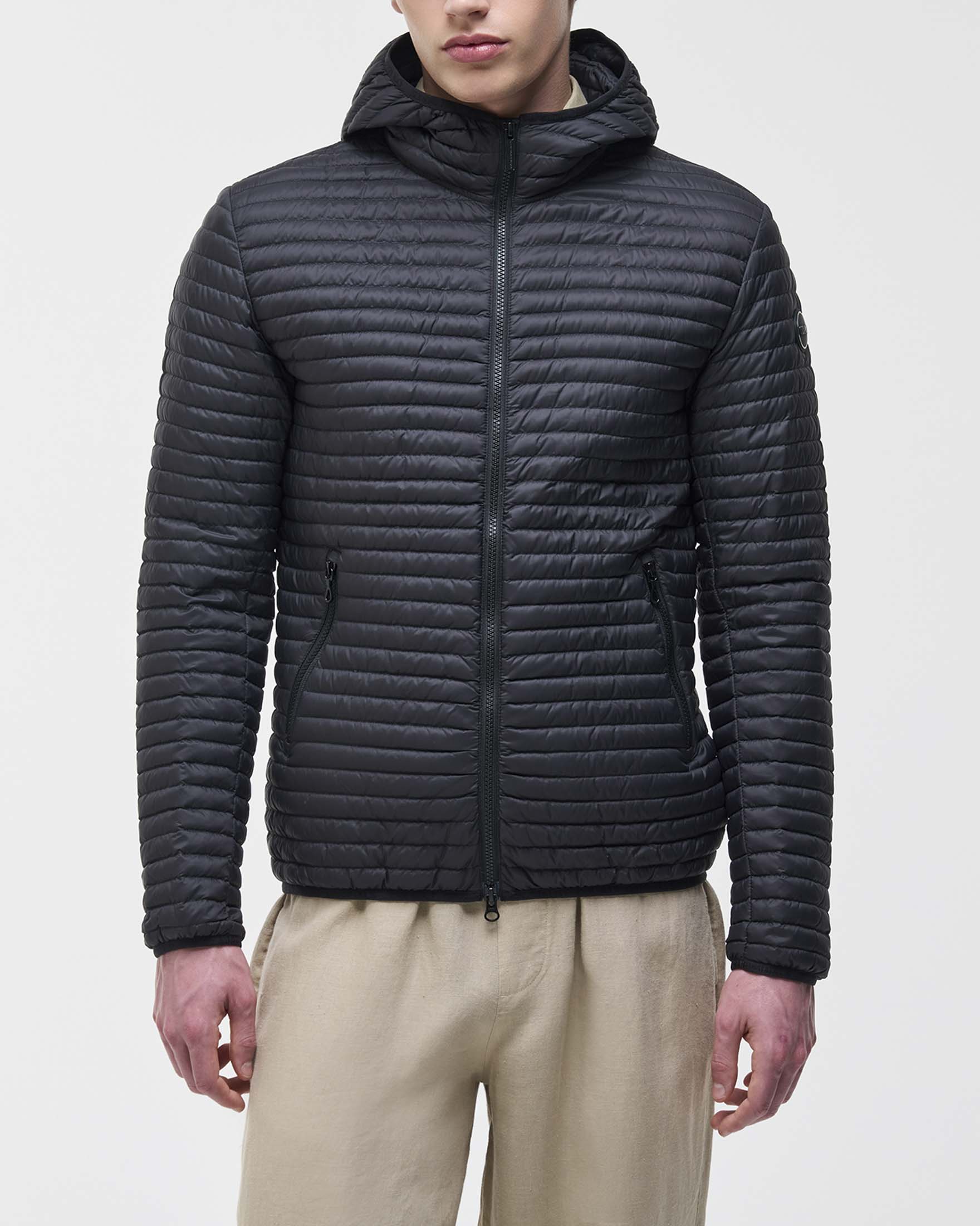 Piumino ultra leggero Originals nero in nylon imbottito in piuma con cappuccio