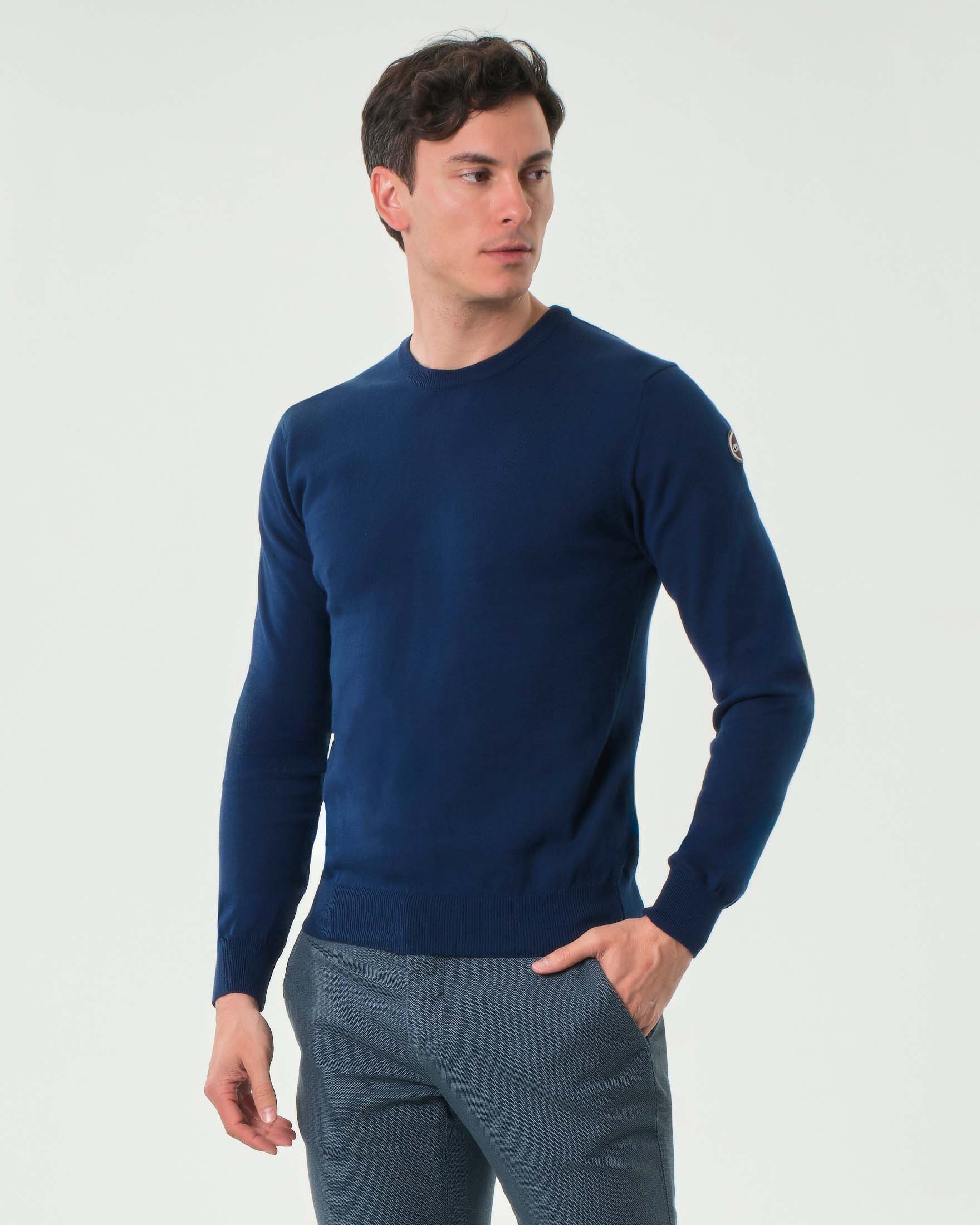 Maglioncino Colmar Originals girocollo blu indaco in puro cotone