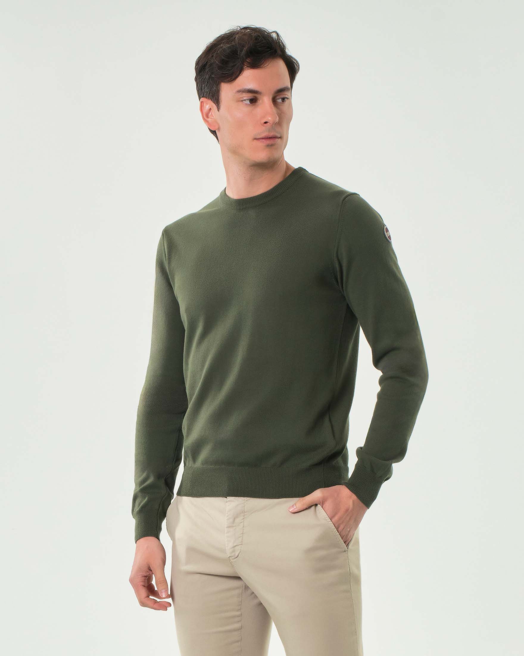 Maglioncino Colmar Originals girocollo verde militare in puro cotone