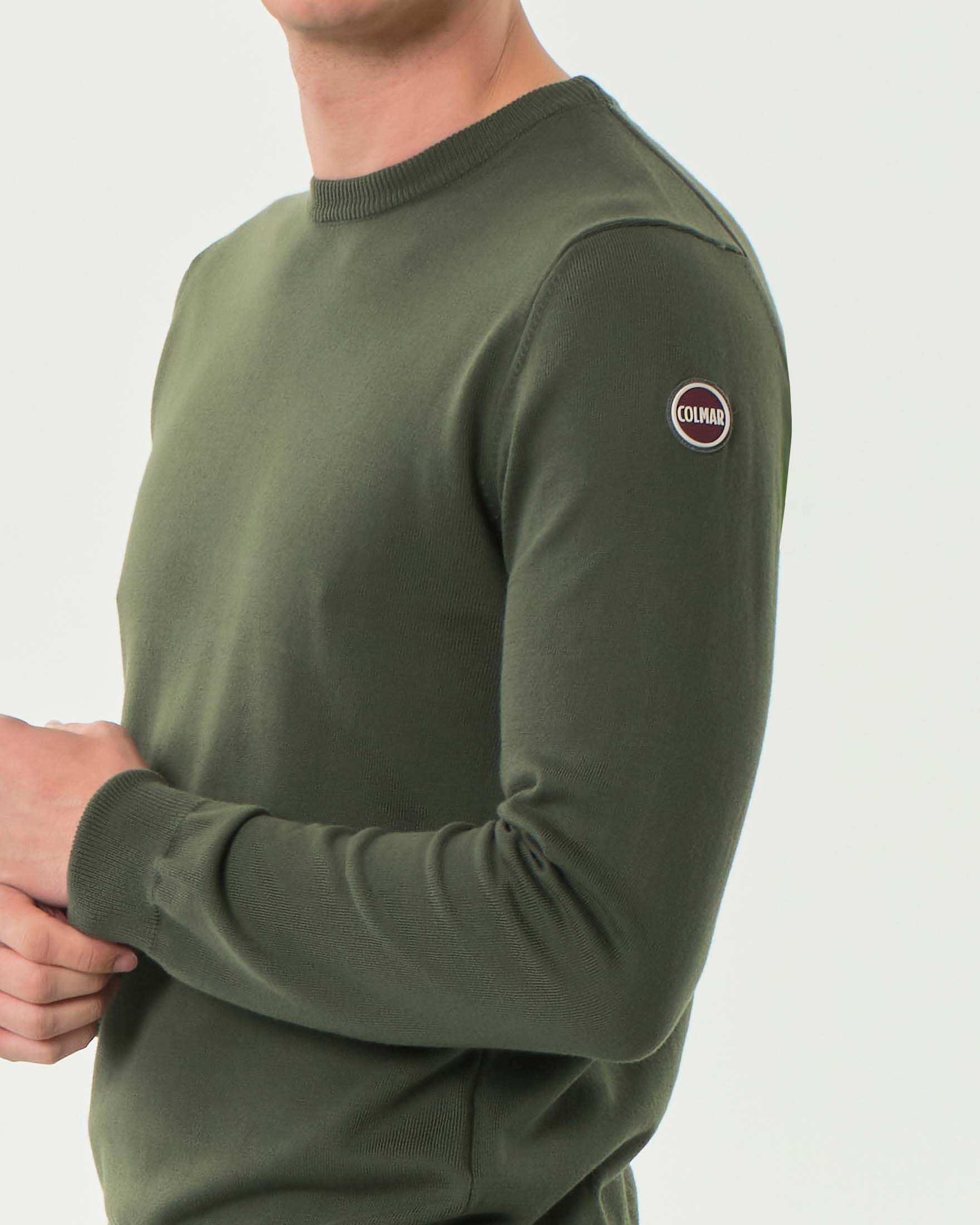 Maglioncino Colmar Originals girocollo verde militare in puro cotone image