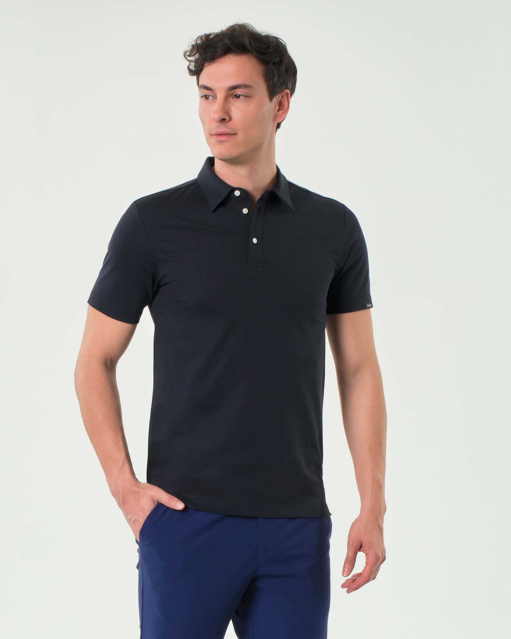 Polo Colmar Originals blu in tessuto tecnico di piquè stretch