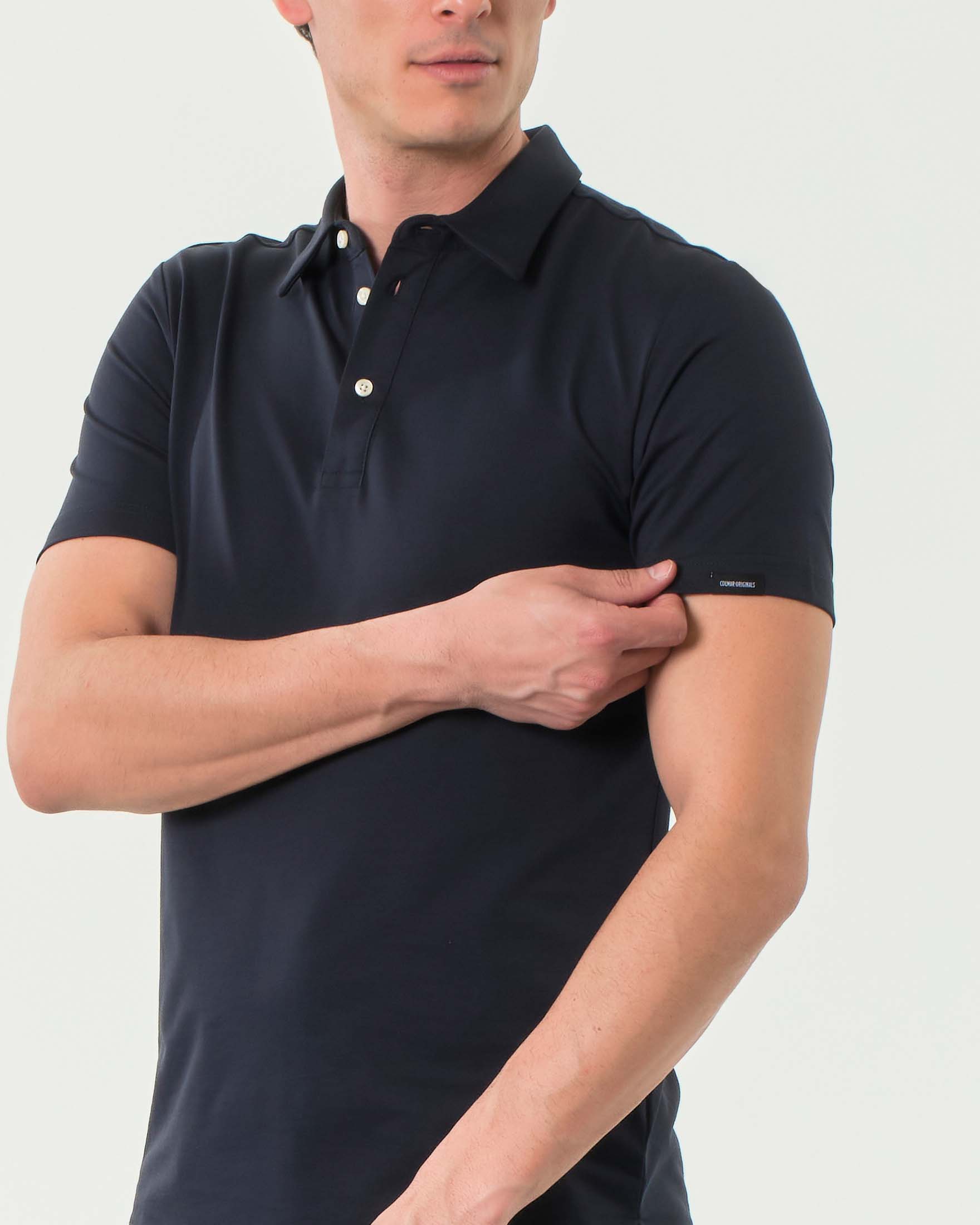 Polo Colmar Originals blu in tessuto tecnico di piquè stretch image