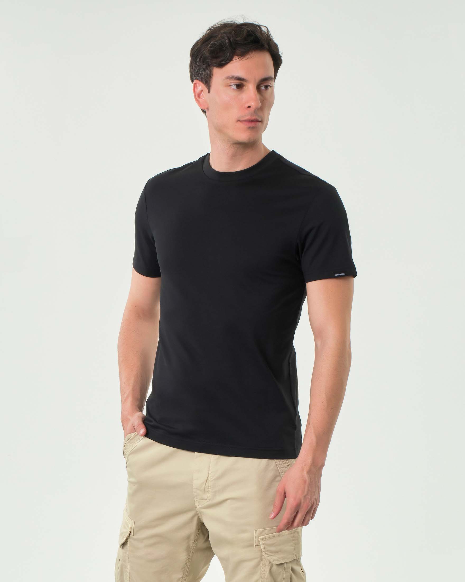 T-shirt Colmar Originals nera in tessuto tecnico di piquè stretch
