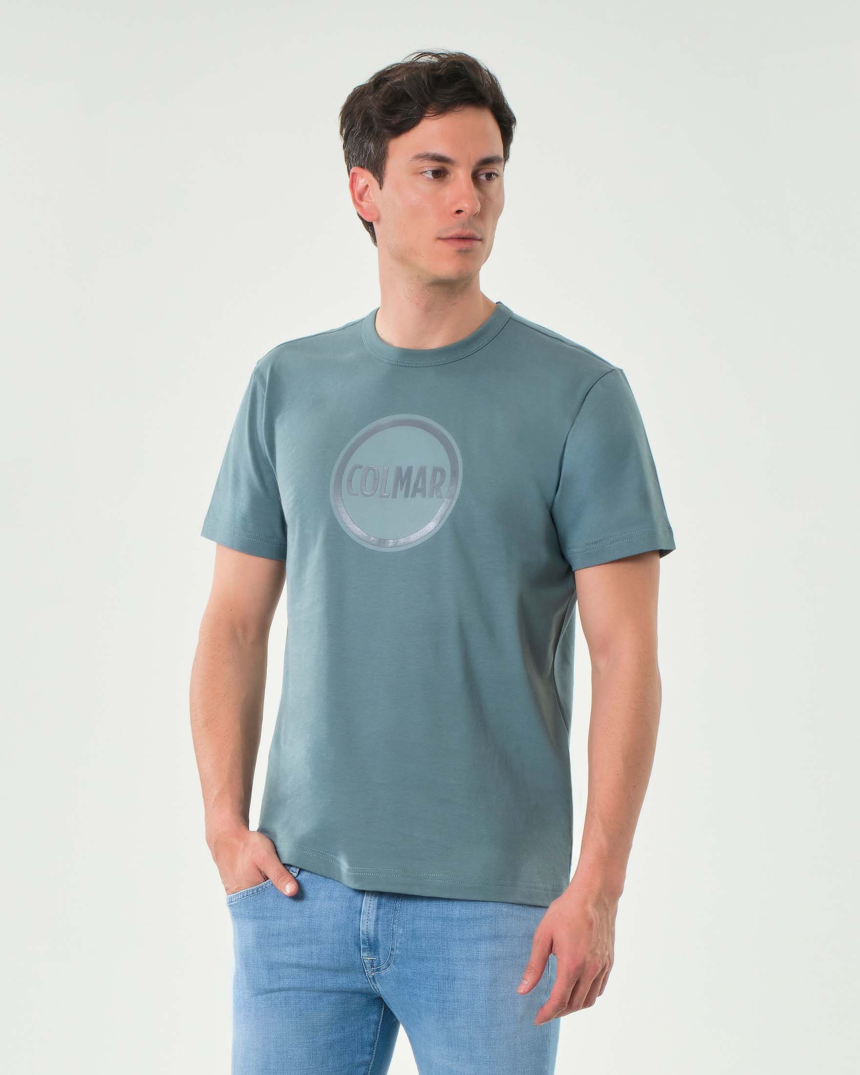 T-shirt ottanio mezza manica Colmar Originals con logo bollo stampato tono su tono sul petto