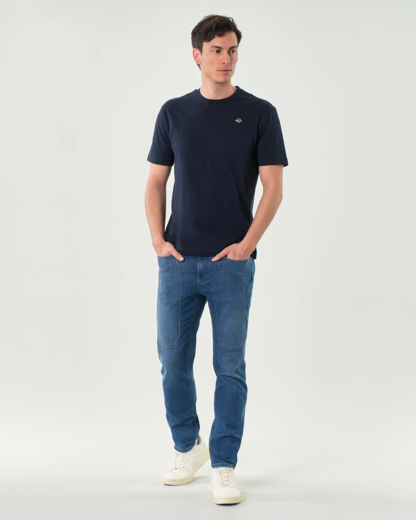 Jeans Jeckerson PA077 lavaggio medio stone washed con toppa