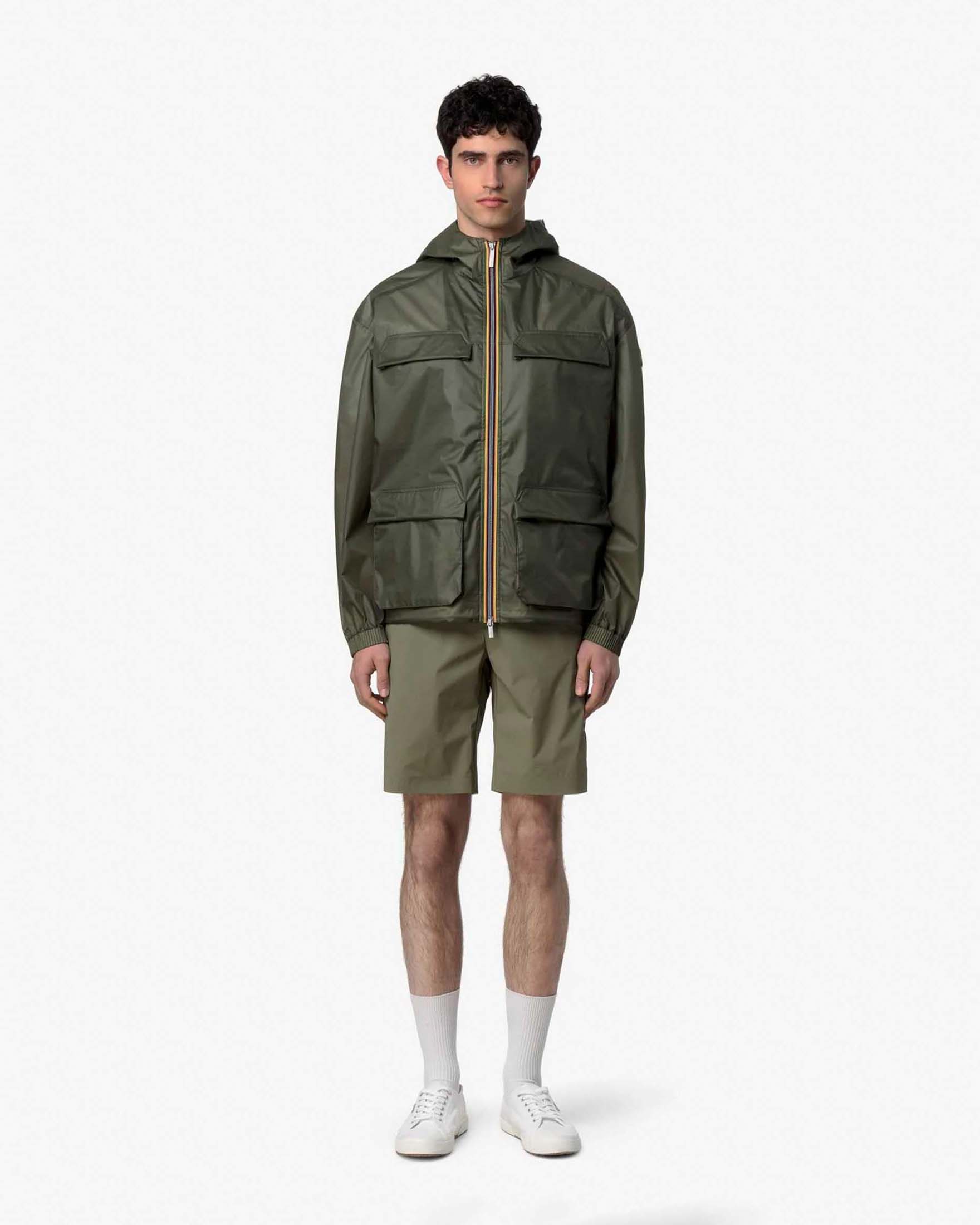 K-way Field Jacket Clad Extra Light 3L verde militare in nylon ripstop