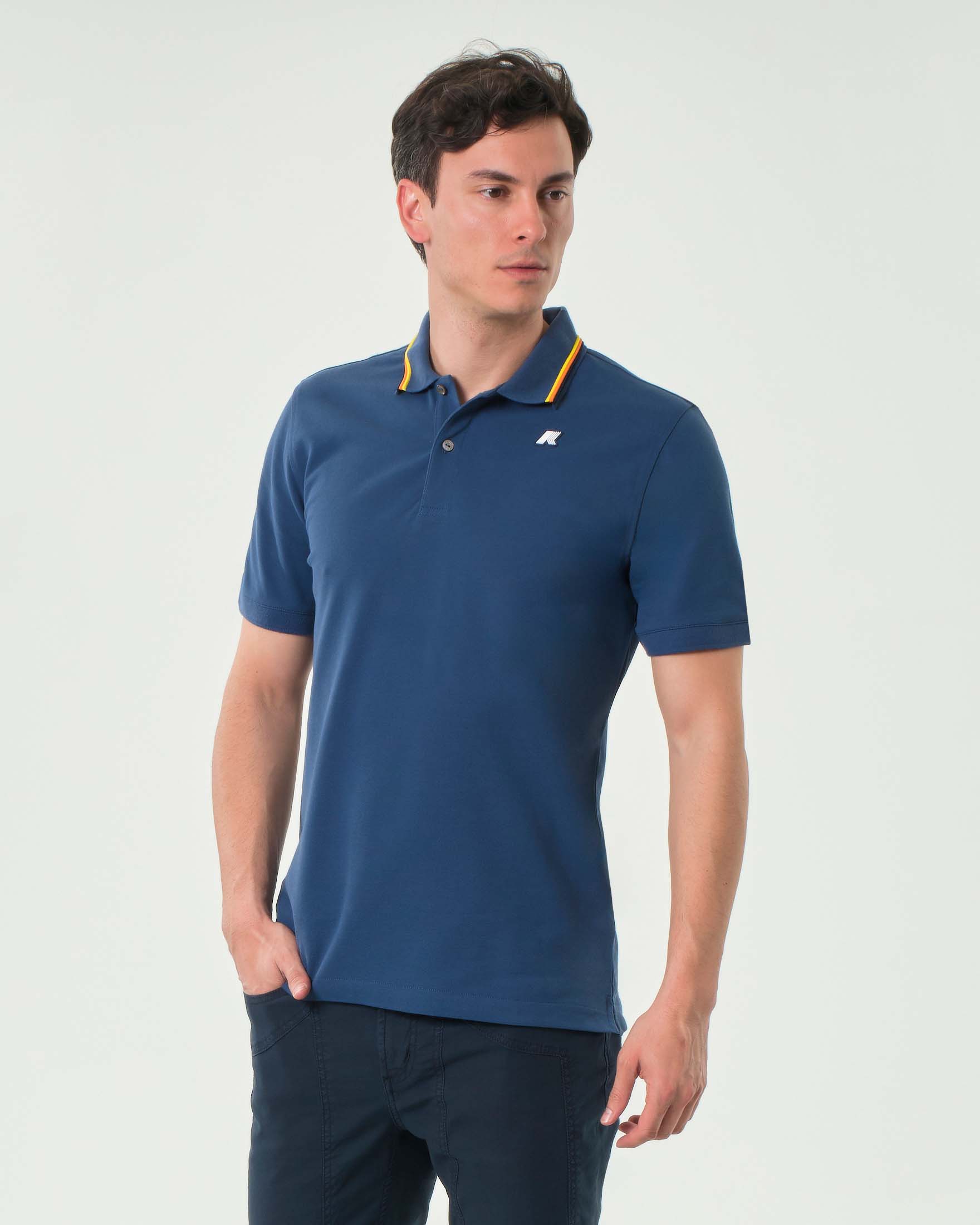 Polo Jude blu indaco mezza manica con bordino sul colletto