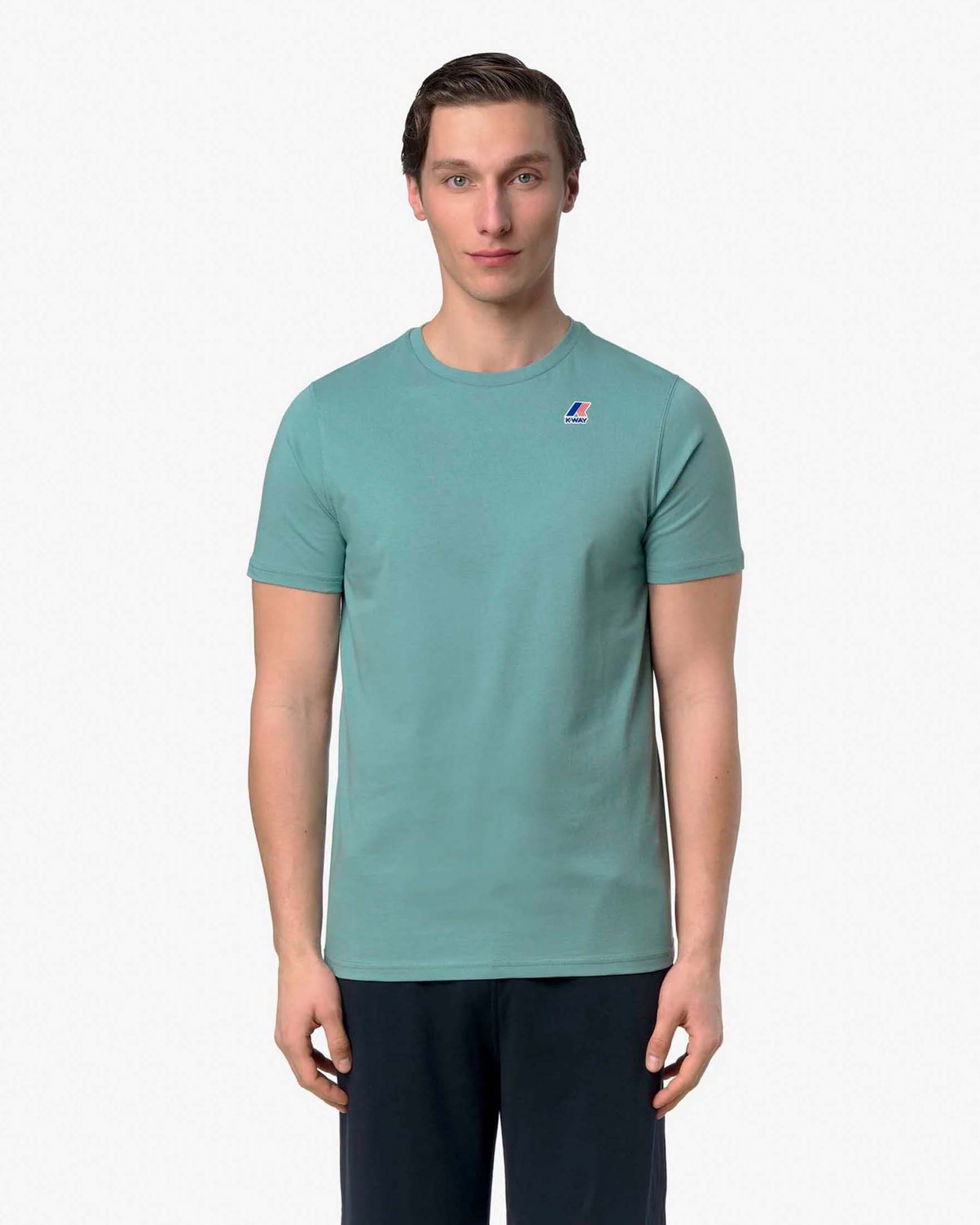 T-shirt mezza manica K-way Leonide verde acqua in puro cotone