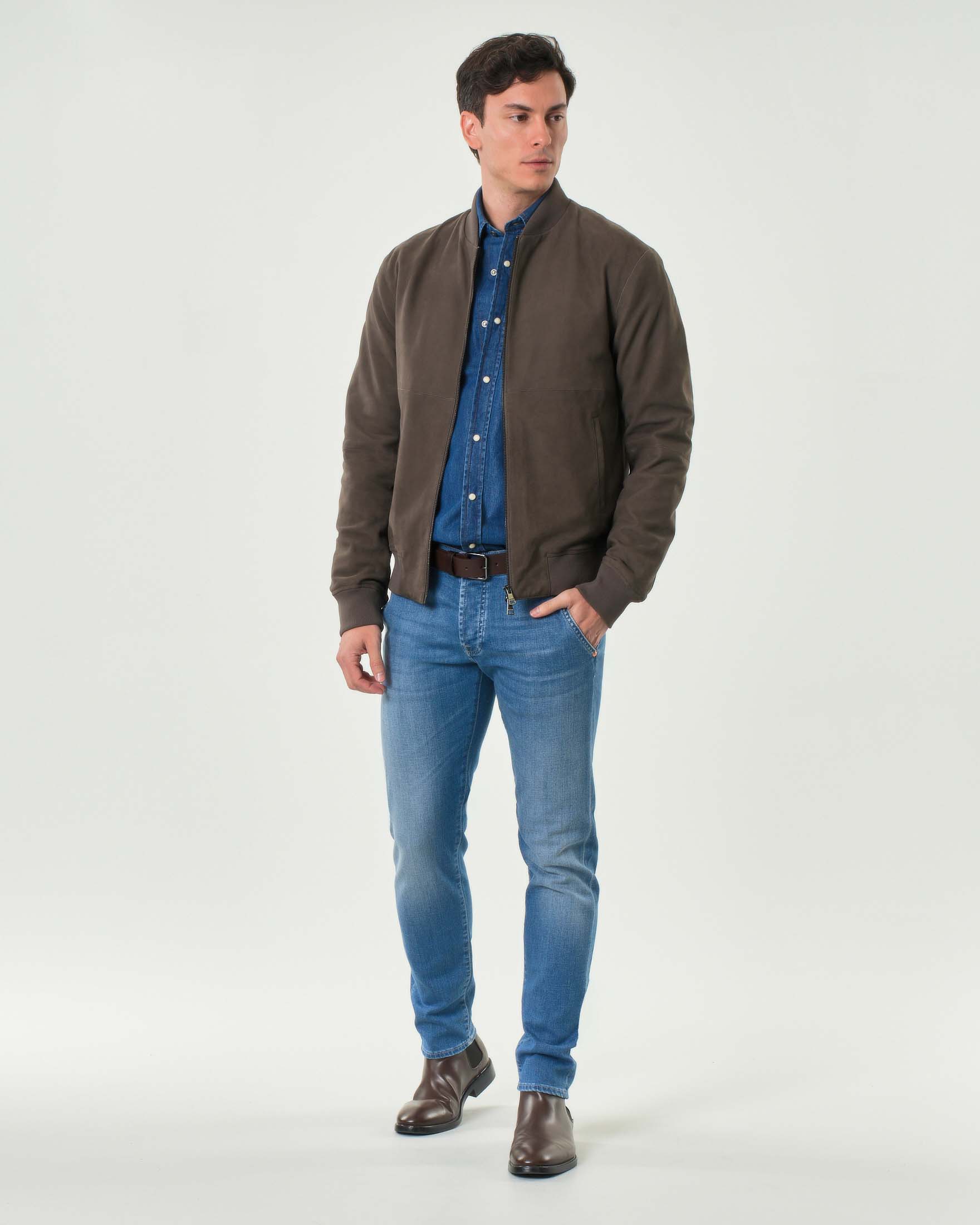 Giacca bomber Mabrun marrone in pelle