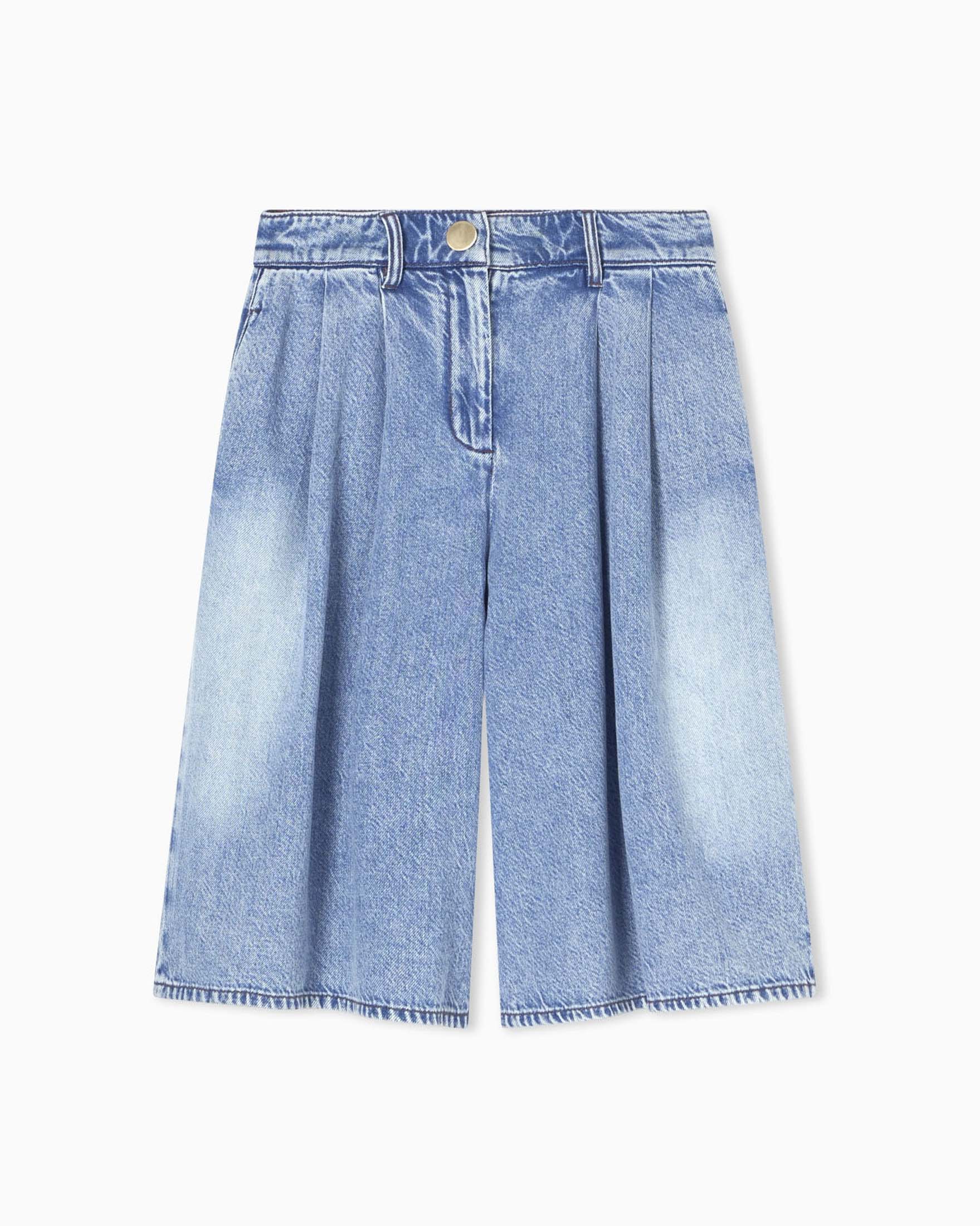 Bermuda Exchange lavaggio chiaro in denim misto cotone con schiariture a cerchio