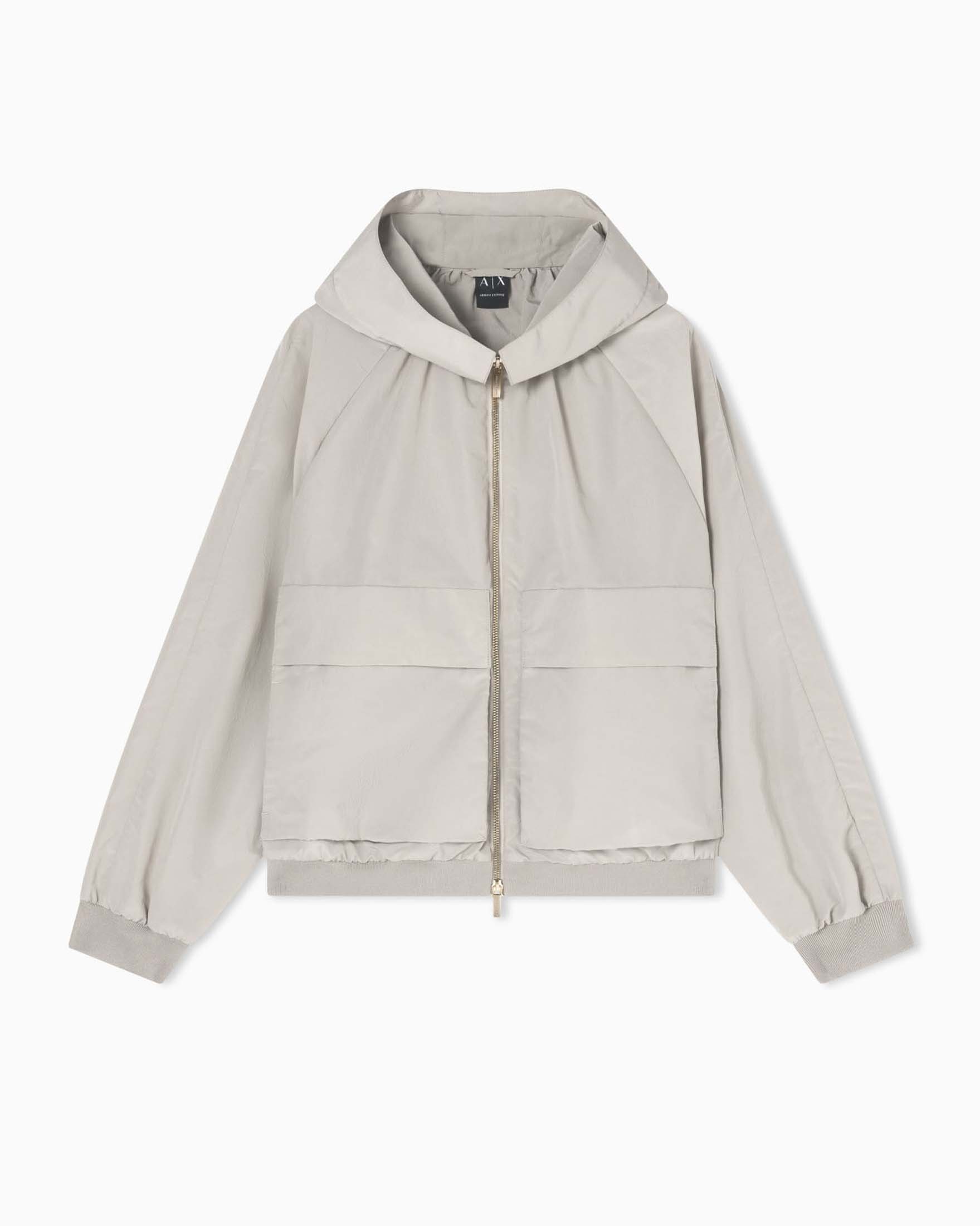 Giacca Armani Exchange beige con cappuccio e chiusura a zip