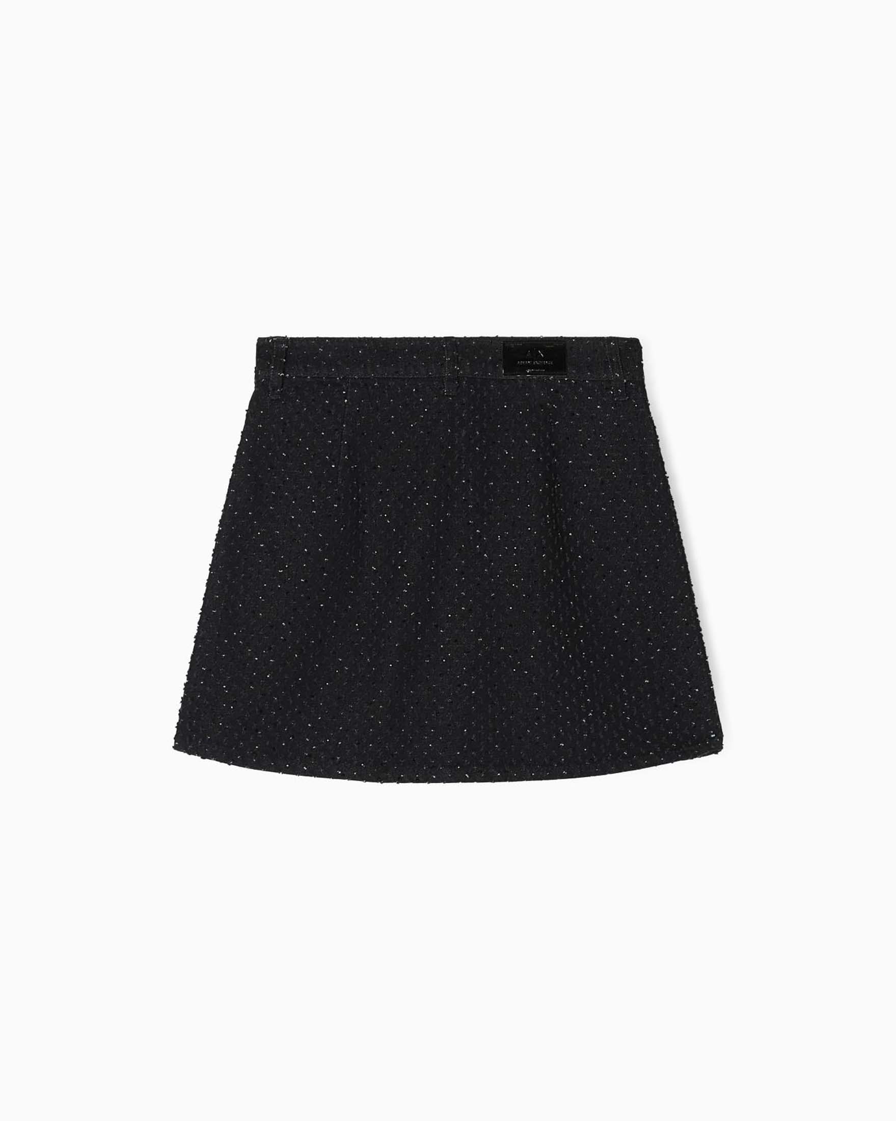 Gonna corta Armani Exchange nera in denim misto cotone con tasche a toppa image