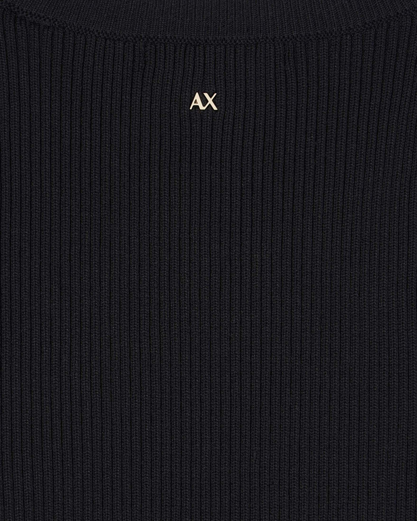 Gilet Armani Exchange nero in misto viscosa a coste con scollo a V image