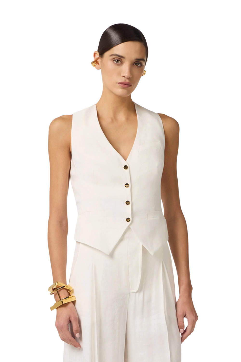  Gilet in Misto Lino e Crêpe